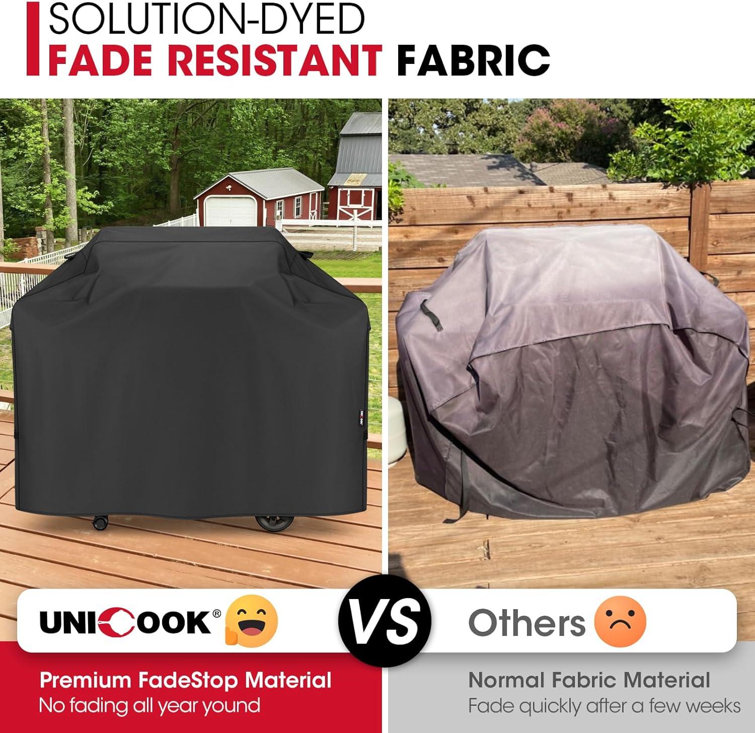 Unicook Grill Cover 55 Inch for Outdoor Grill, Heavy Duty Waterproof BBQ Cover with Side Handles and Air Vents, Weather Resistant, Compatible with Weber Charbroil Nexgrill Kenmore Gas BBQs, Black
