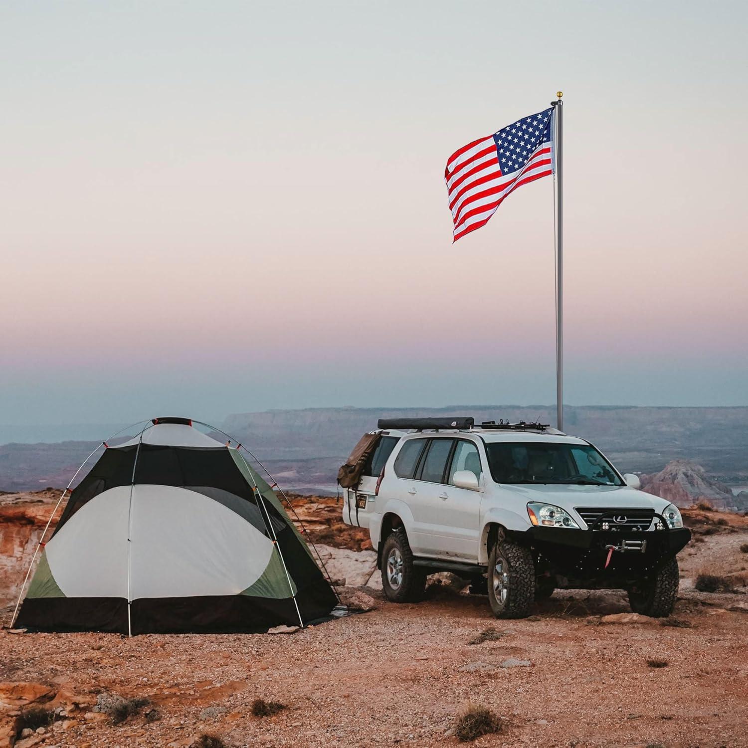 Yescom 25' Upgraded Sectional Aluminum Flagpole Silver