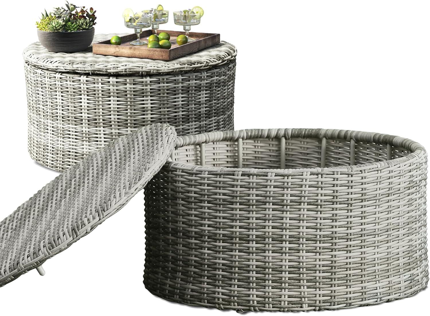 Elle Decor Elle Decor Vallauris Outdoor Coffee Table with Storage, Gray