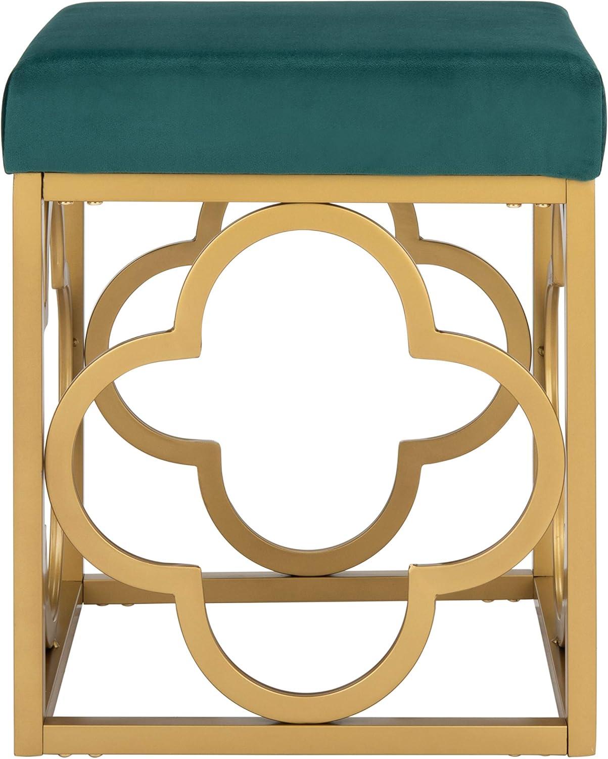 Fleur Square Ottoman - Navy/Gold - Safavieh