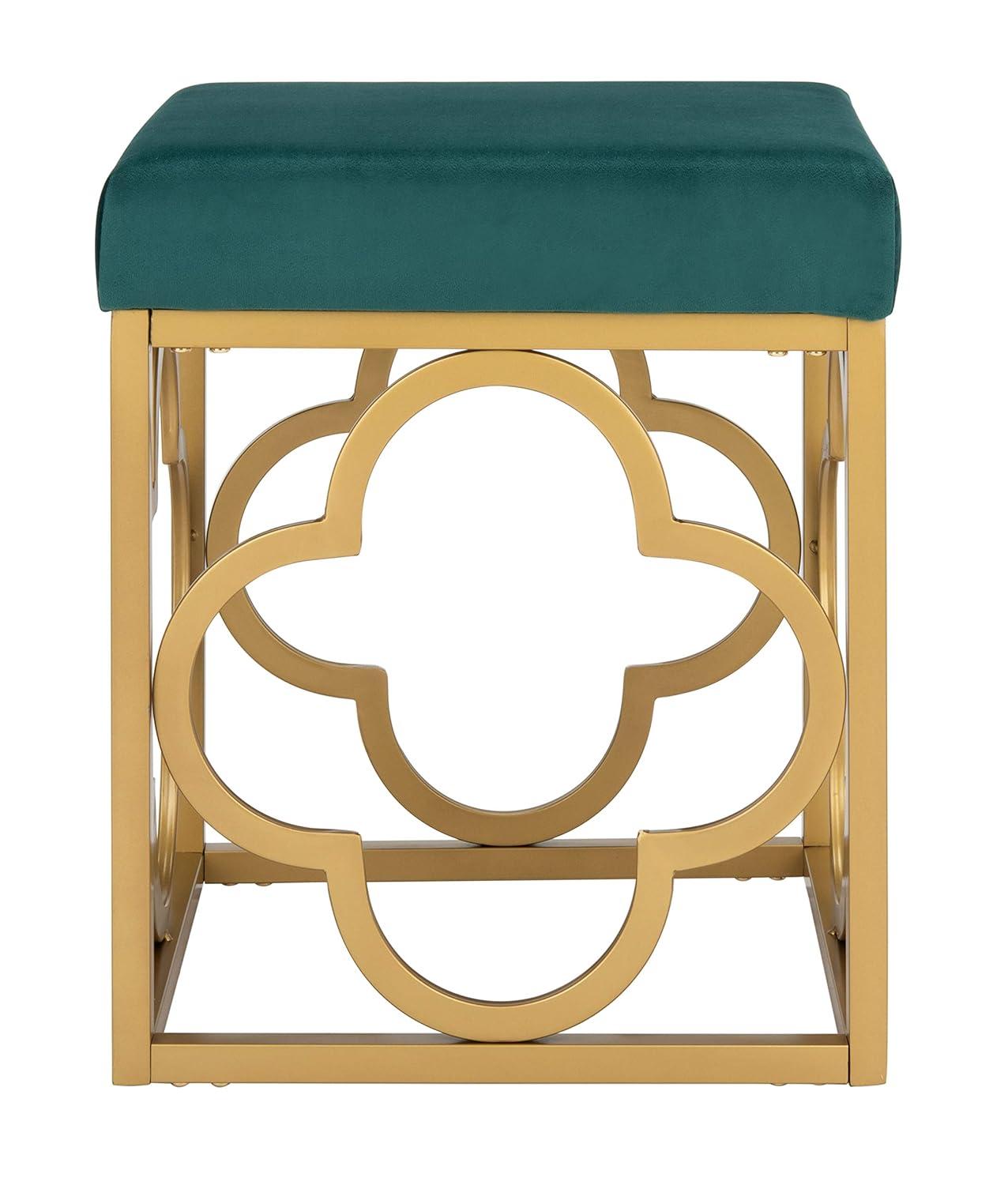 Fleur Square Ottoman - Navy/Gold - Safavieh