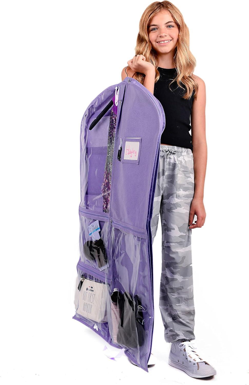 Kendall Country Dance Garment Bag Costume Organizer for Dancers, Beauty Pageants, Sports, Gymnasts, Figure Skaters, Travel and more - Lavender Purple 40 inch Long