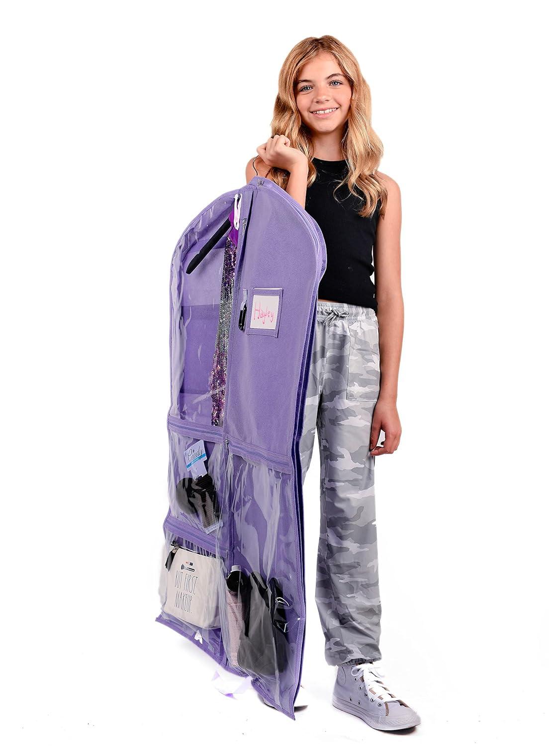 Kendall Country Dance Garment Bag Costume Organizer for Dancers, Beauty Pageants, Sports, Gymnasts, Figure Skaters, Travel and more - Lavender Purple 40 inch Long