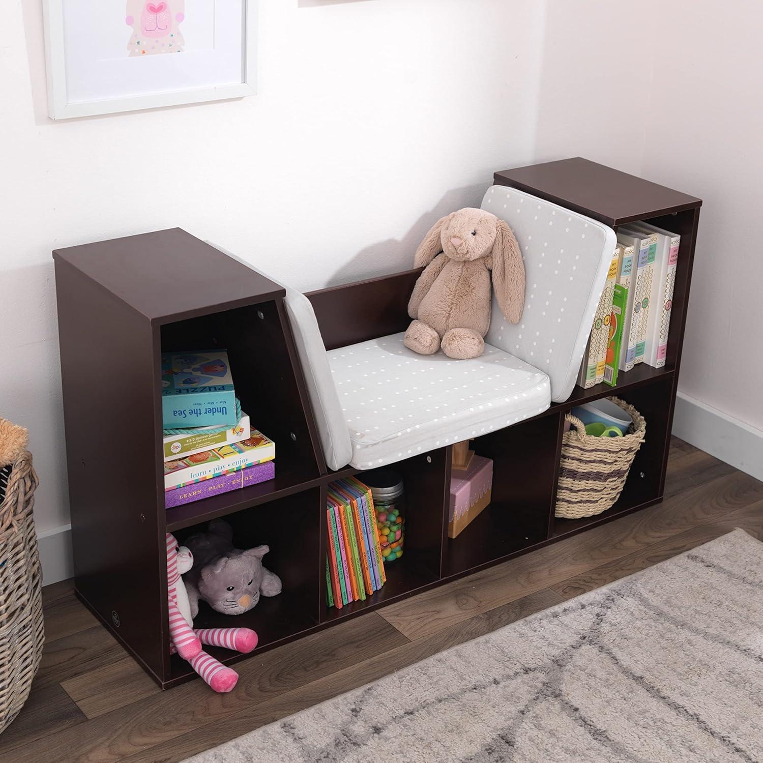 KidKraft Bookcase with Reading Nook, 6 Shelves, Natural