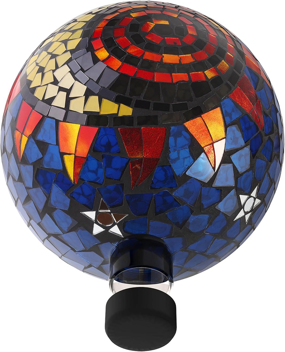 Alpine Corporation 10" Glass Mosaic Sun and Moon Gazing Globe, Multicolor