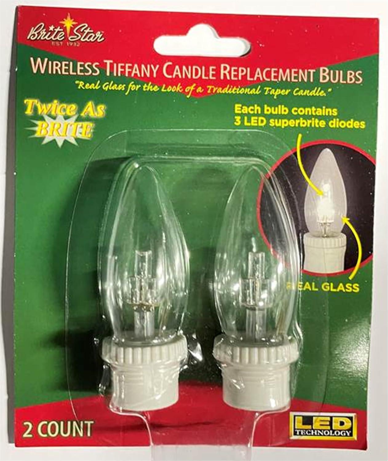 Brite Star Battery Operated Tiffany Replacement Bulb - 2 Count Flameless Candles with Timer- Perfect for Home Décor