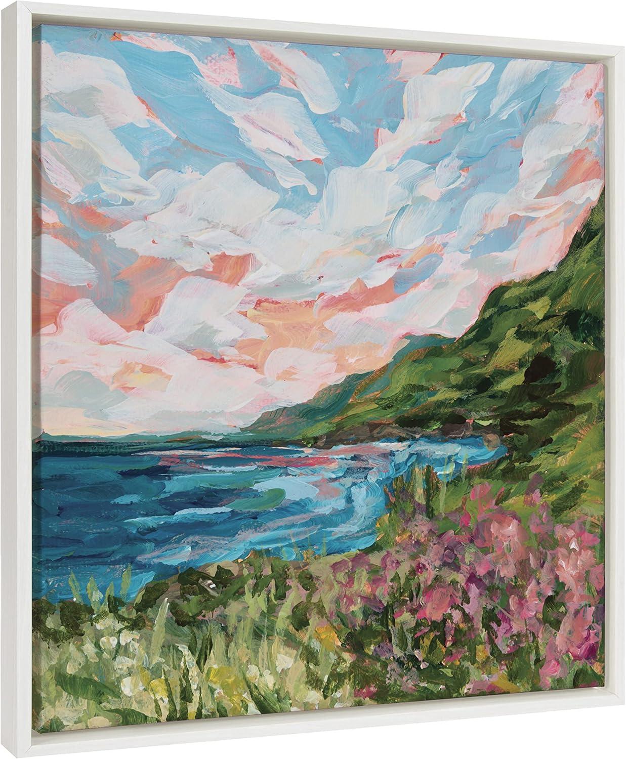 Kate and Laurel Sylvie Virgin Islands Framed Canvas by Emily Kenney, 22x22, White