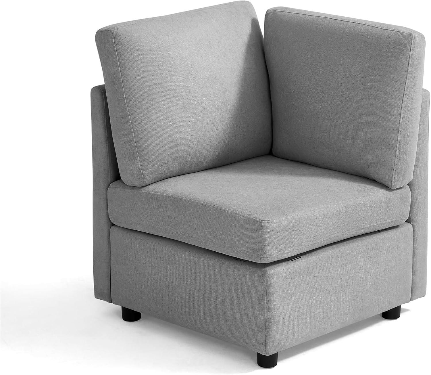 LINSY HOME Corner Seat Module for RUBIK I Modular Sectional Couches and Sofas with Storage, Light Gray