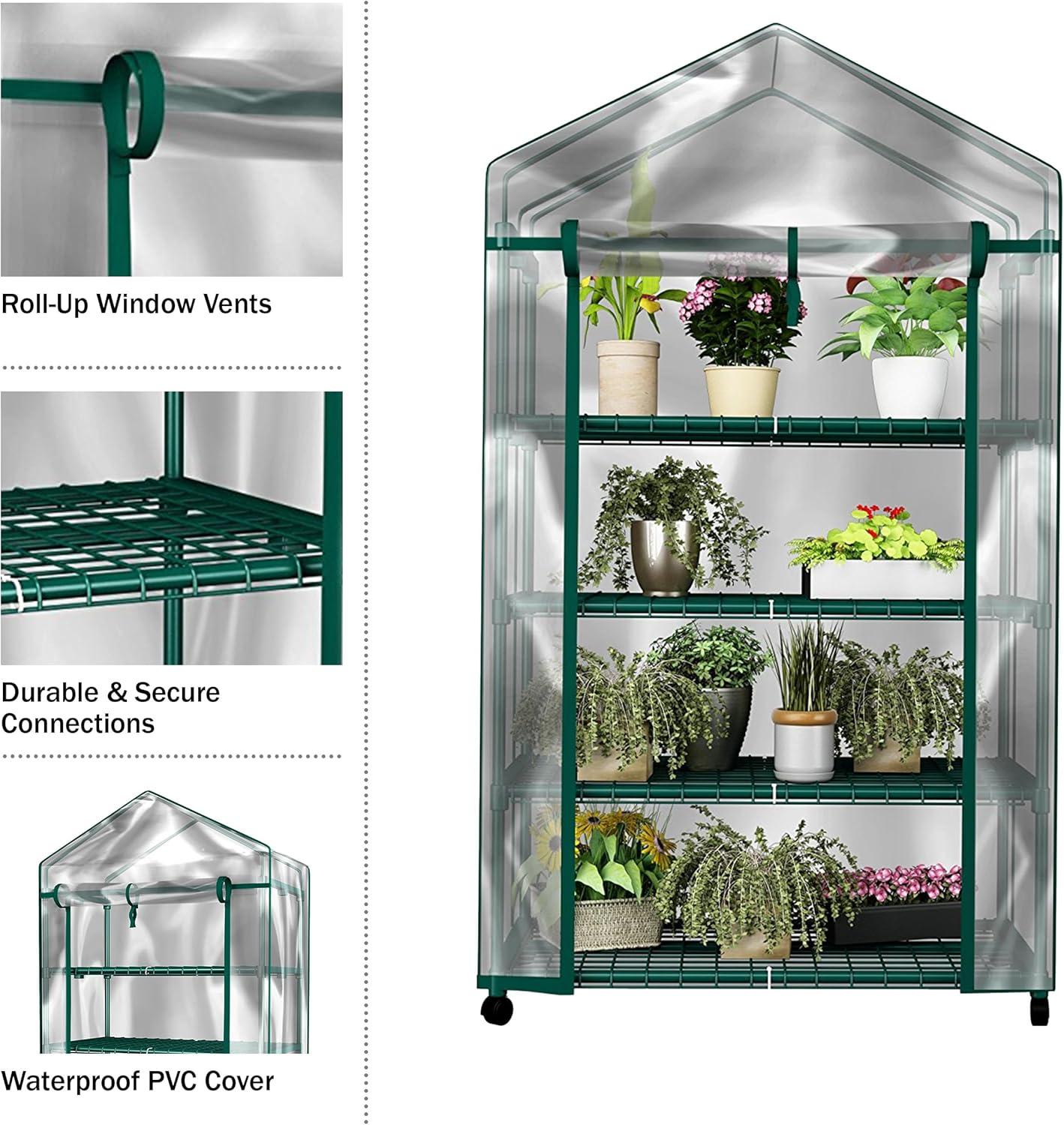 Mini Greenhouse ? 4-Tier Portable Green House with Locking Wheels for Indoor or Outdoor Use ? Gardening in Any Season by Home-Complete