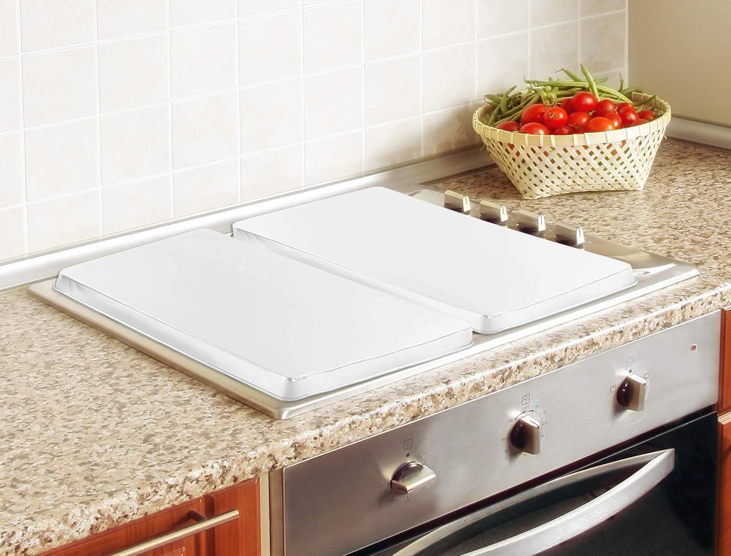 Calypso Basics, Tin Rectangular Burner Cover Set of 2, White