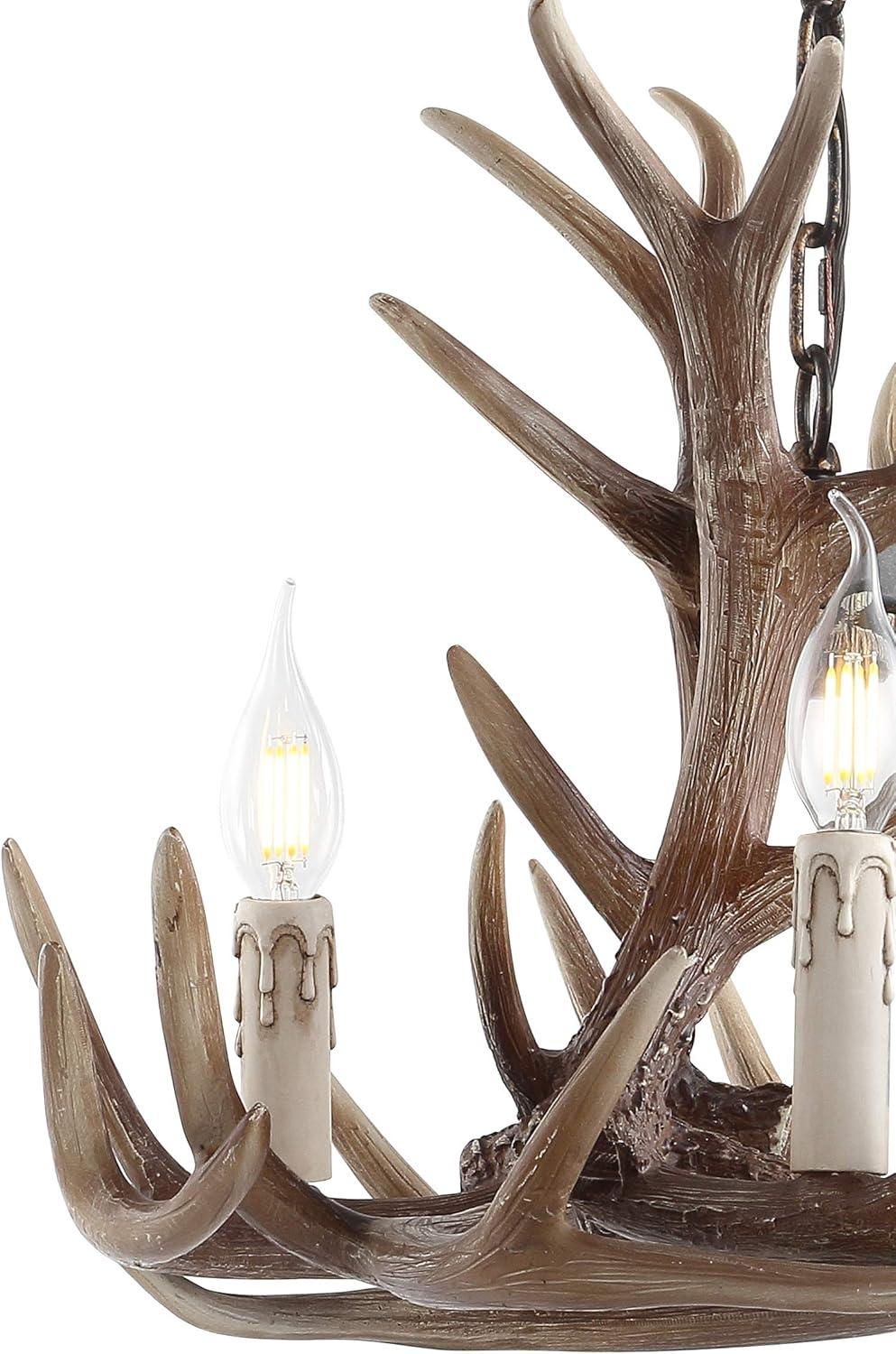 Nelle 18" Adjustable Resin Antler 3-Light LED Chandelier, Brown