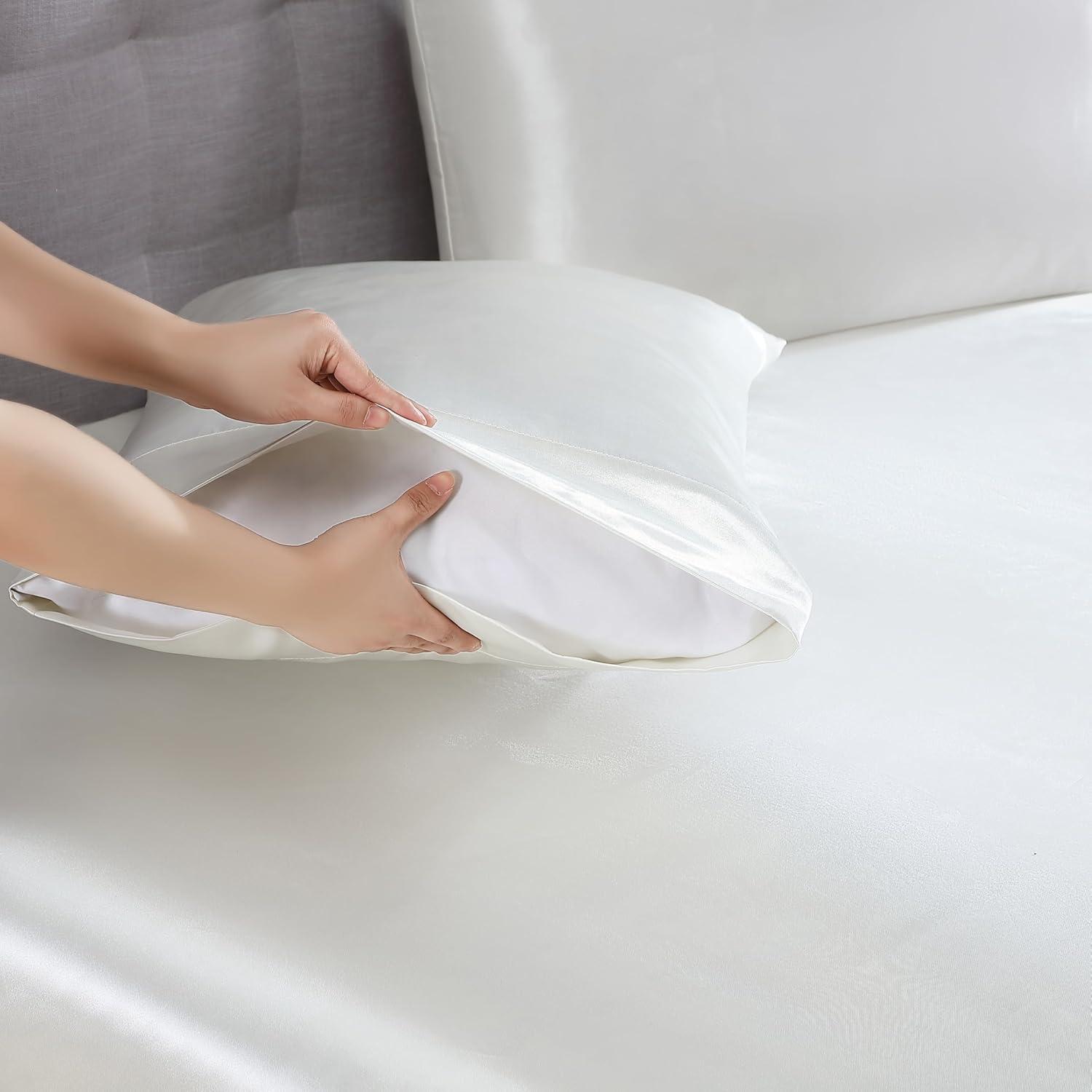 Ivory Full Satin Polyester Sheet Set