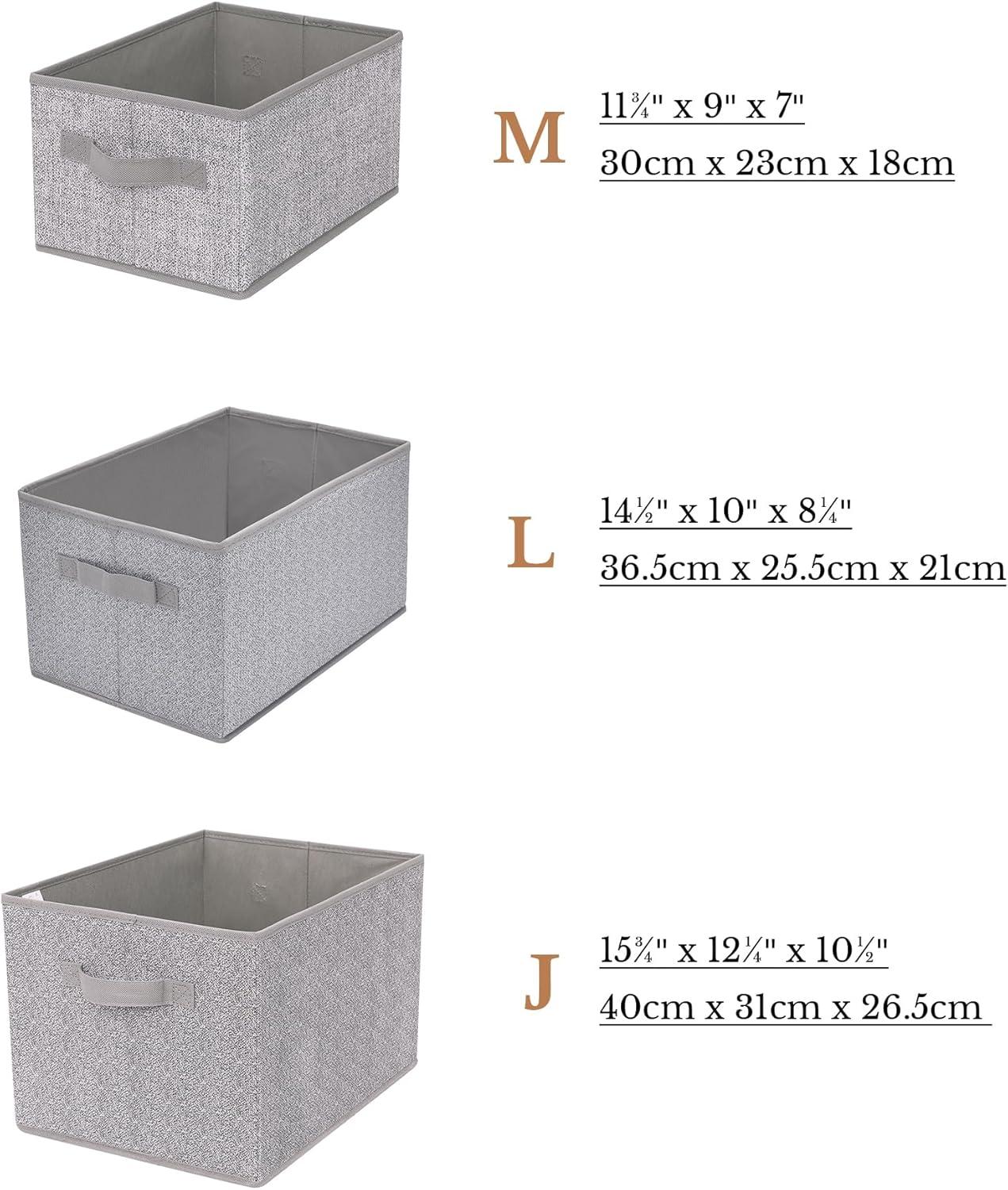 Extra Large Gray Fabric Collapsible Storage Bins with Handles