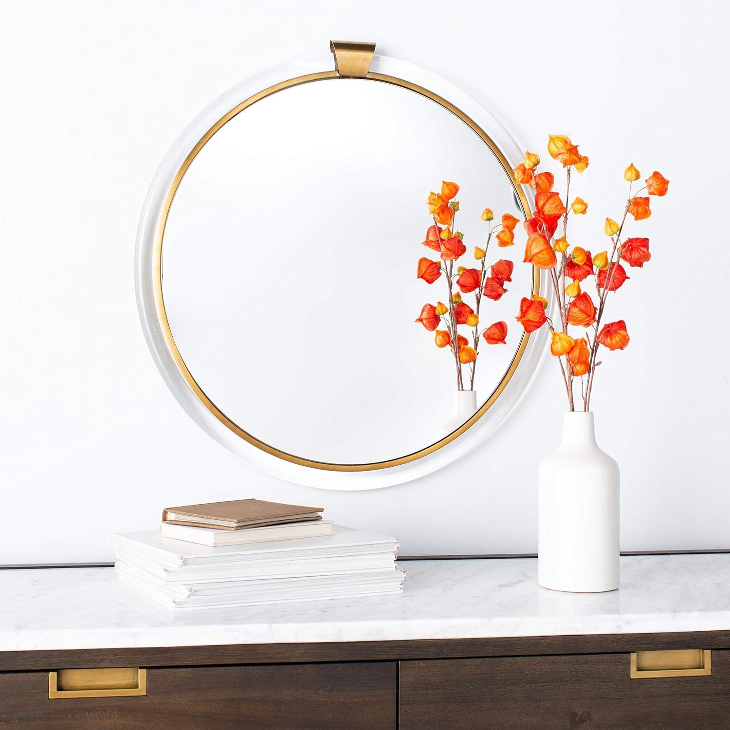 26" Round Silver and Gold Transitional Wall Mirror