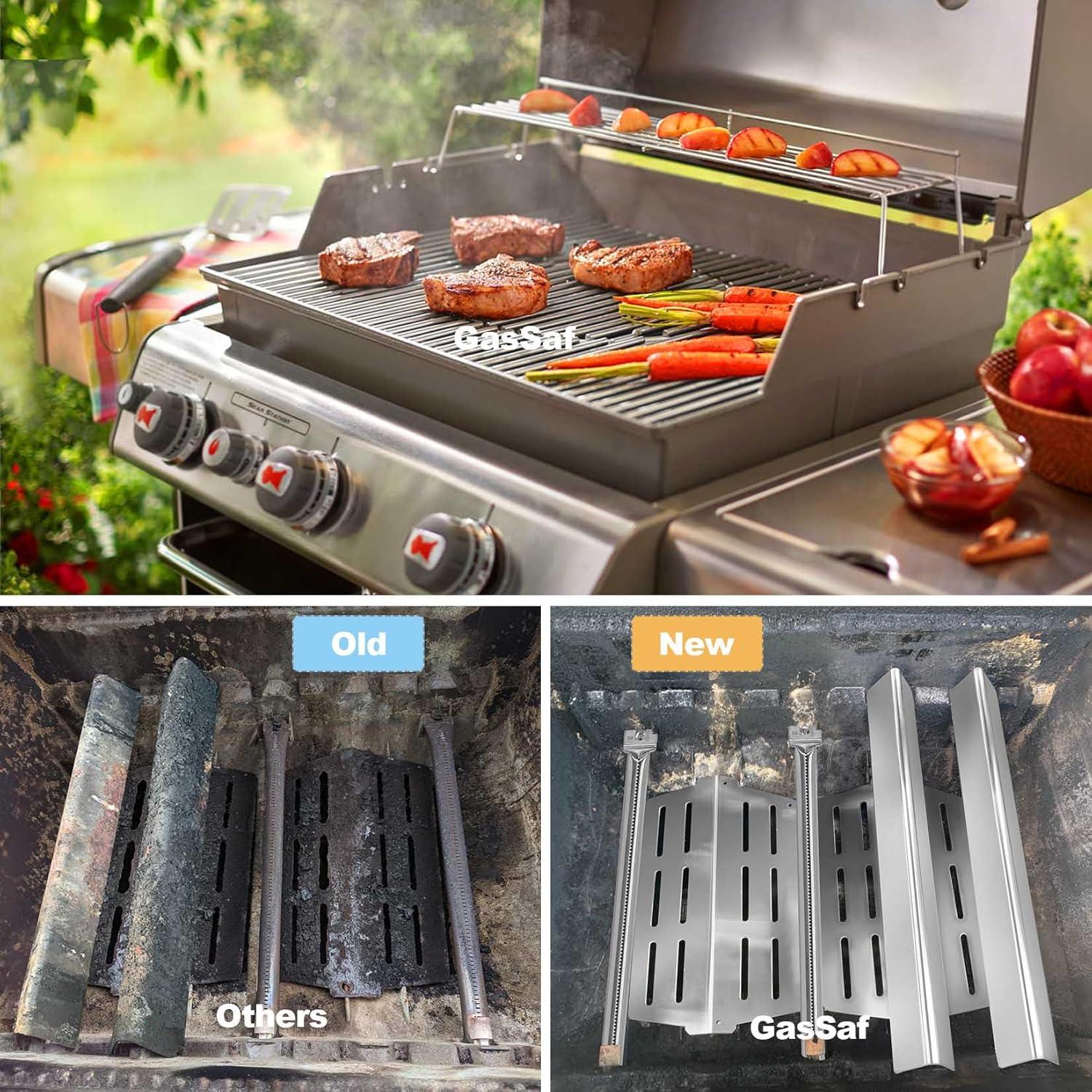 GasSaf 17.5 Grill Flavorizer Bars Heat Deflector for Weber Genesis Parts 310, Flavor Bar for Weber Genesis 300 310 320 330 EP310 EP320 EP330 (Front Knob 2011-Newer) Grill Parts Heat Plates 7620 7622