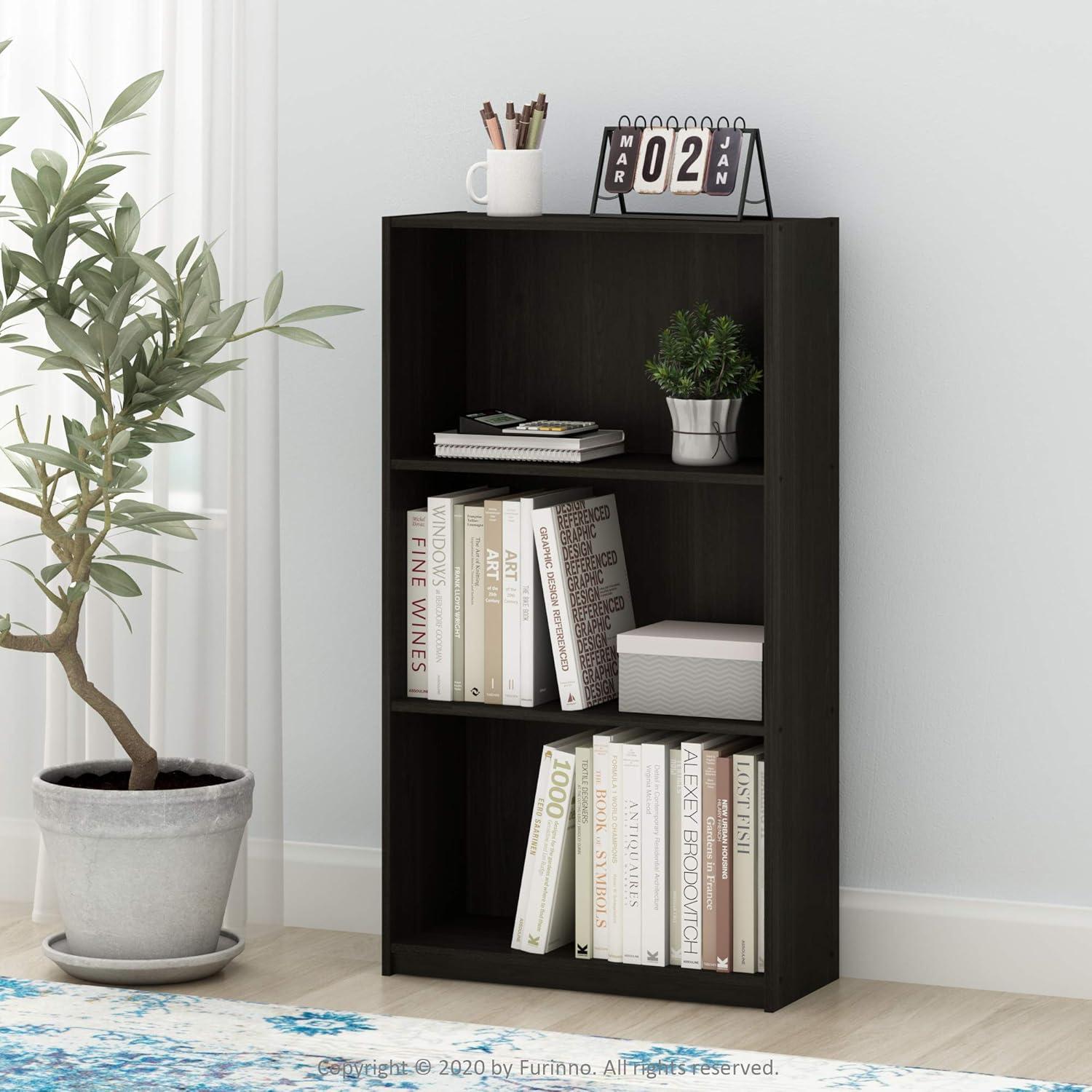Furinno Easy Assembly 3 Cube Decorative Bookshelf Storage Display Cabinet 3-Tier Multi-functional Open Shelf,Espresso