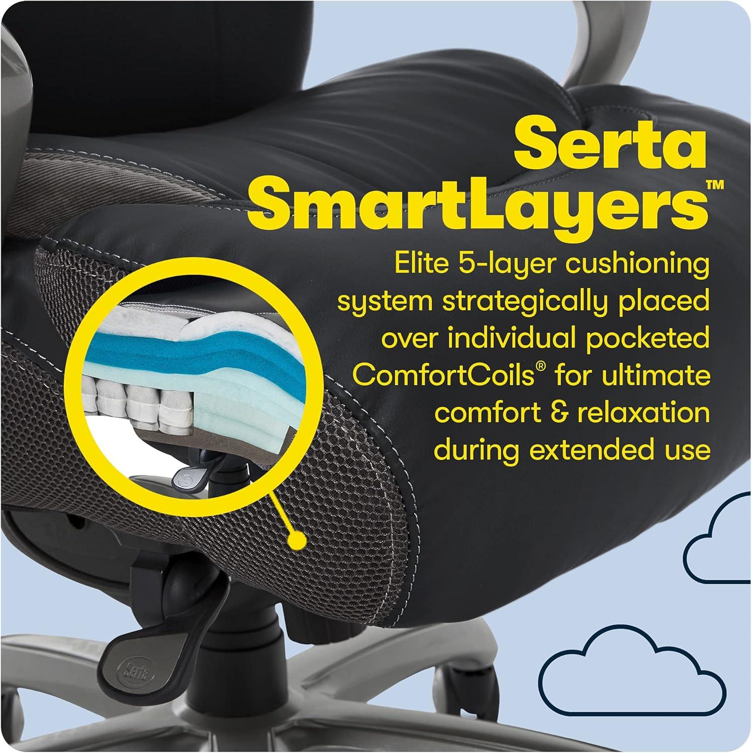 Serta Jackson Big and Tall Executive Office Chair with AIR Technology and Smart Layers