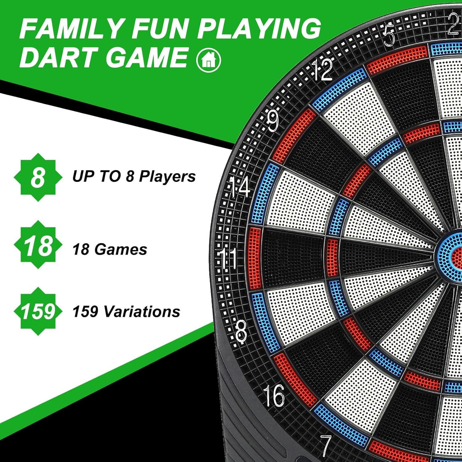 Uxcell Electronic Soft Tip Dart Board Digital Dartboard 18 Games and 159 Variants with 6Pcs Darts, 24 Tips