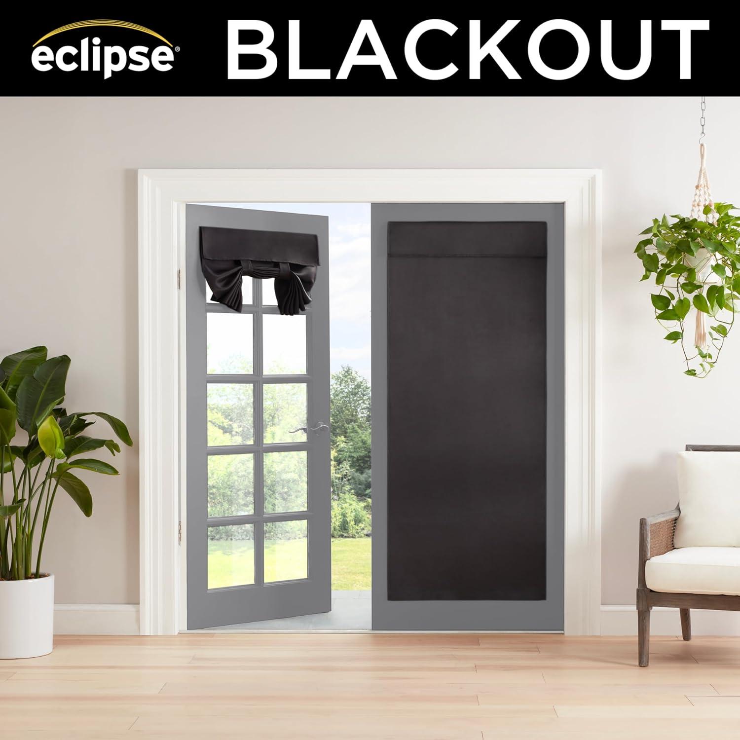 Black Polyester Blackout French Door Panel, 40 in x 26 in