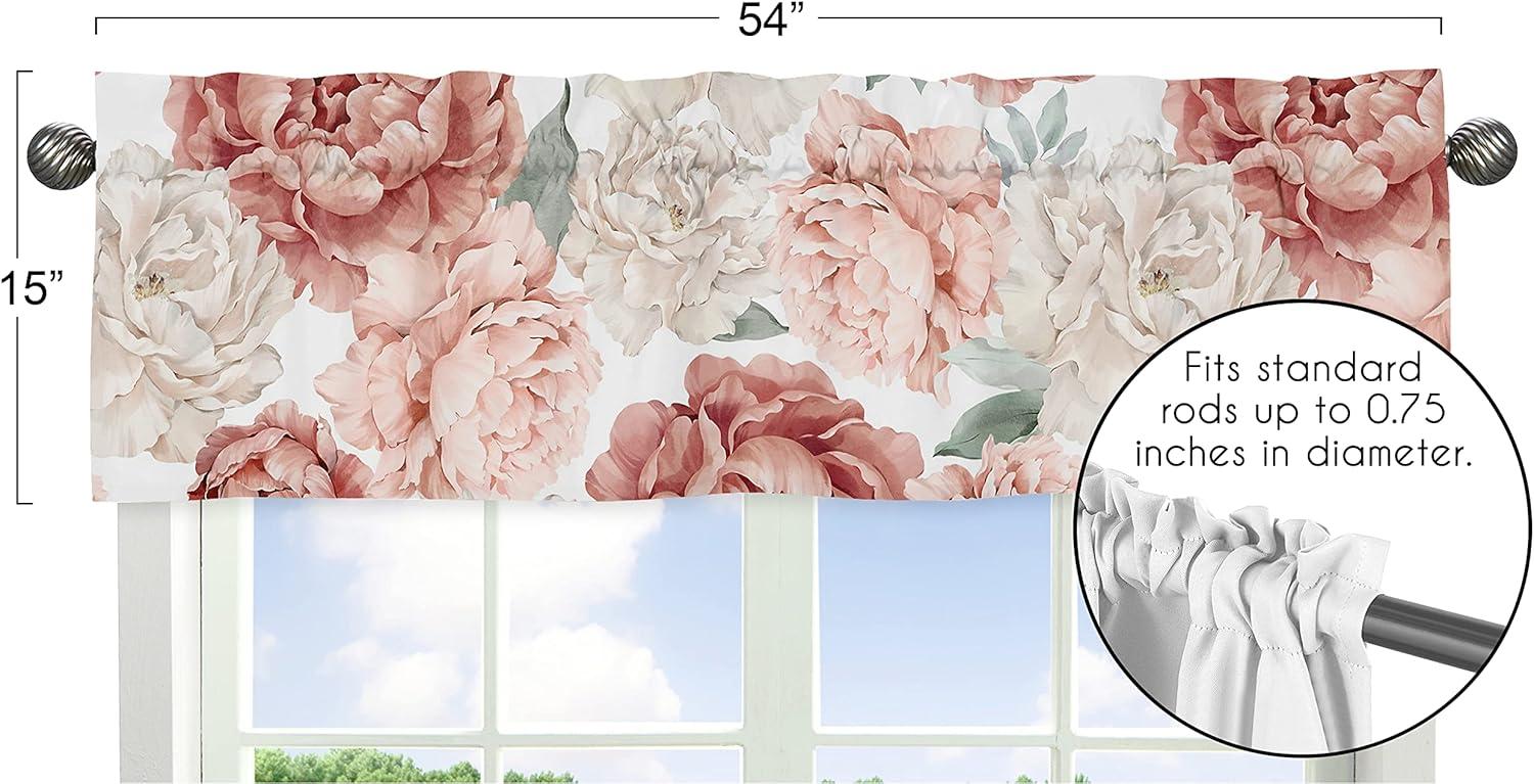 Peony Floral Garden Pink and Ivory 54" Window Valance by Sweet Jojo Designs