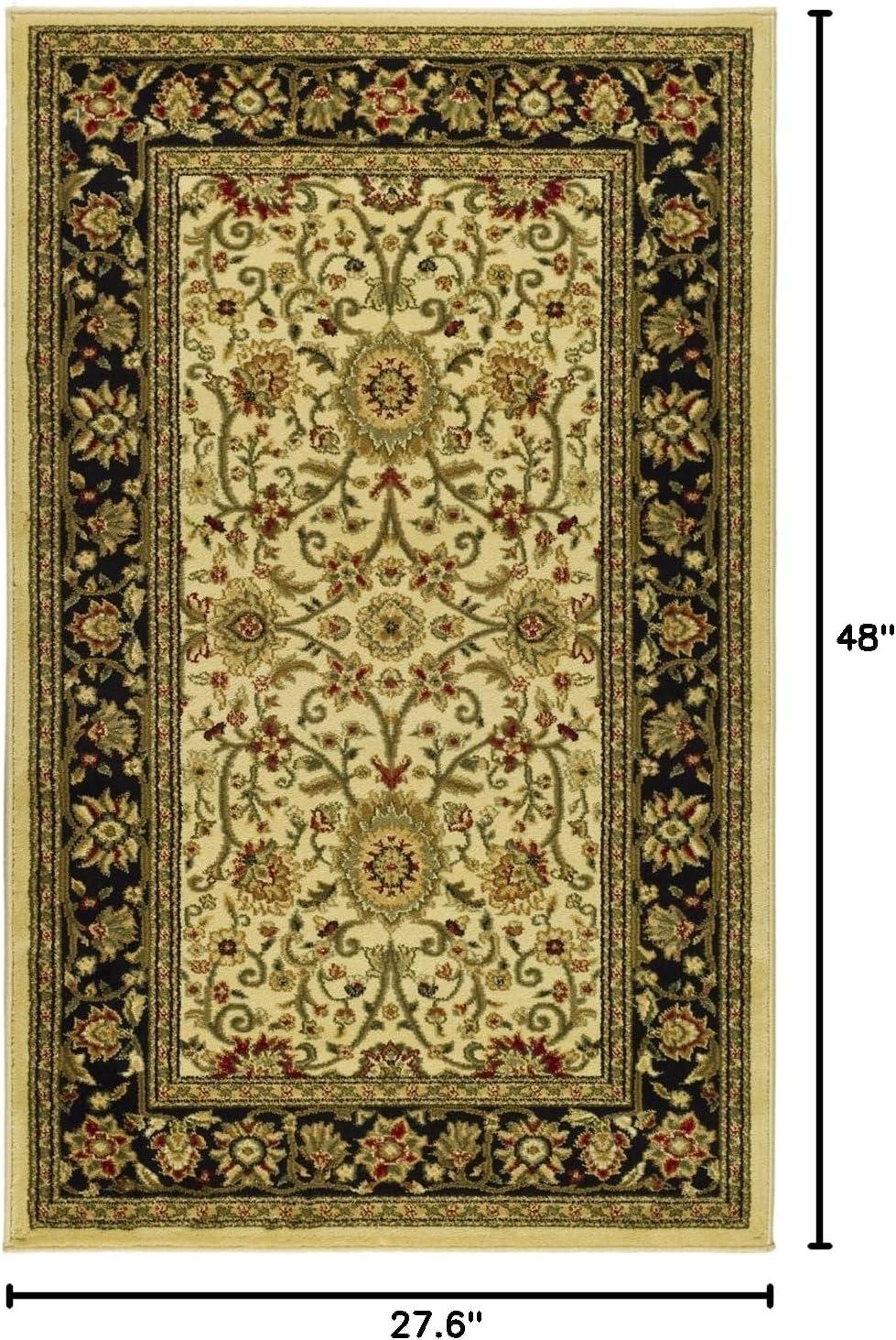 Lyndhurst LNH212 Power Loomed Accent Rug - Ivory/Black - 2'3"x4' - Safavieh