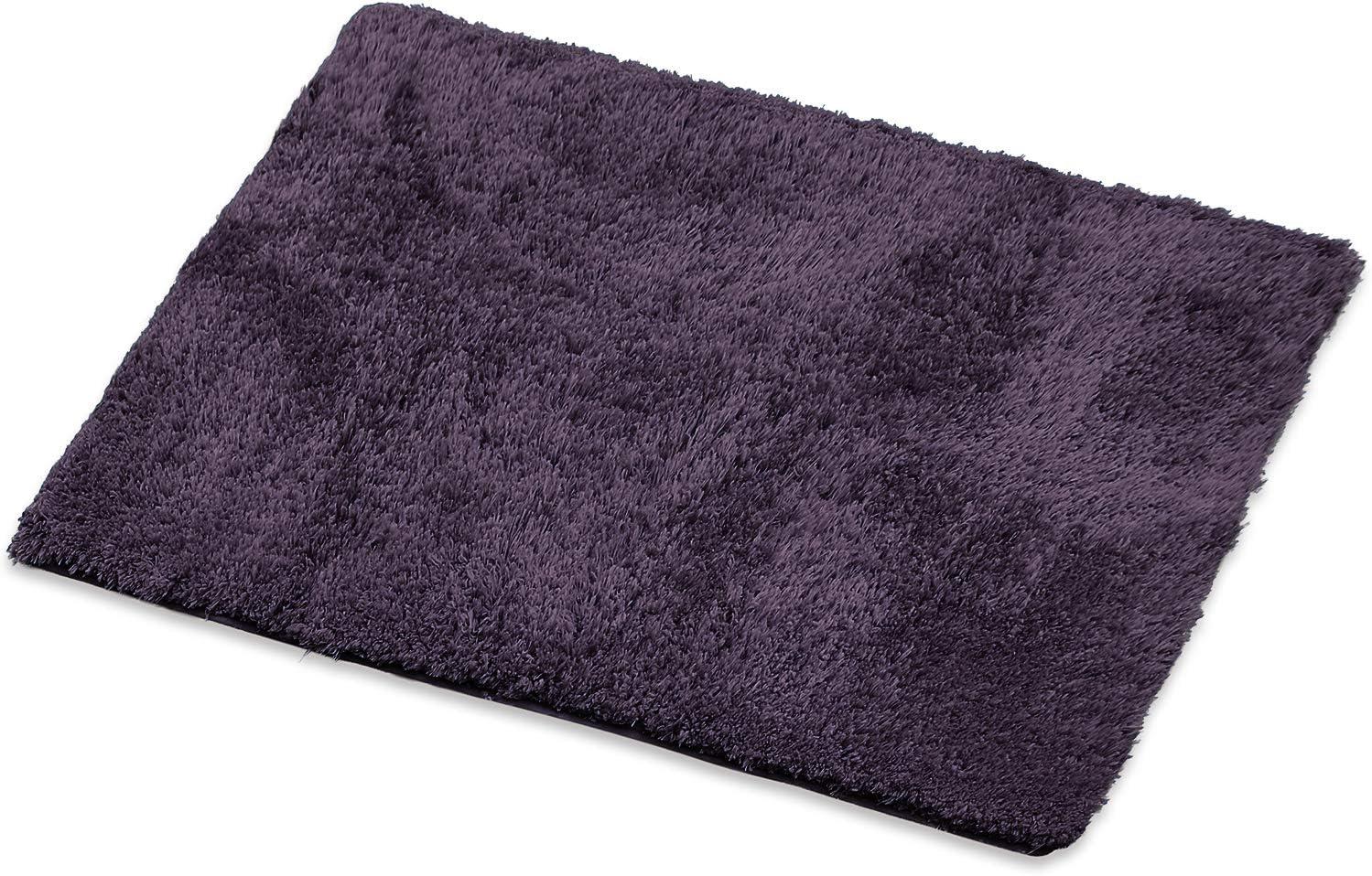 Clara Clark Shaggy Bath Rug with Non-Slip Backing Rubber - Machine Washable Super Soft Bathmat - Plush Absorbent Bathroom Rug, Large - 32 x 48, Eggplant