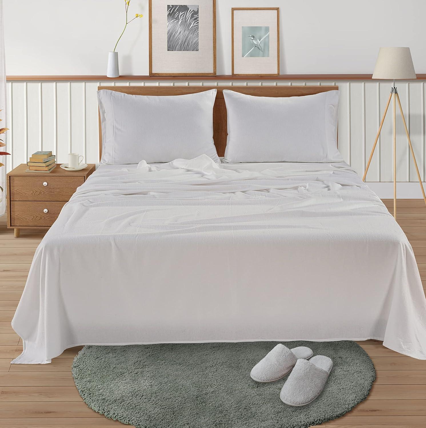 Twin Solid Flannel Sheet Set White - Eddie Bauer