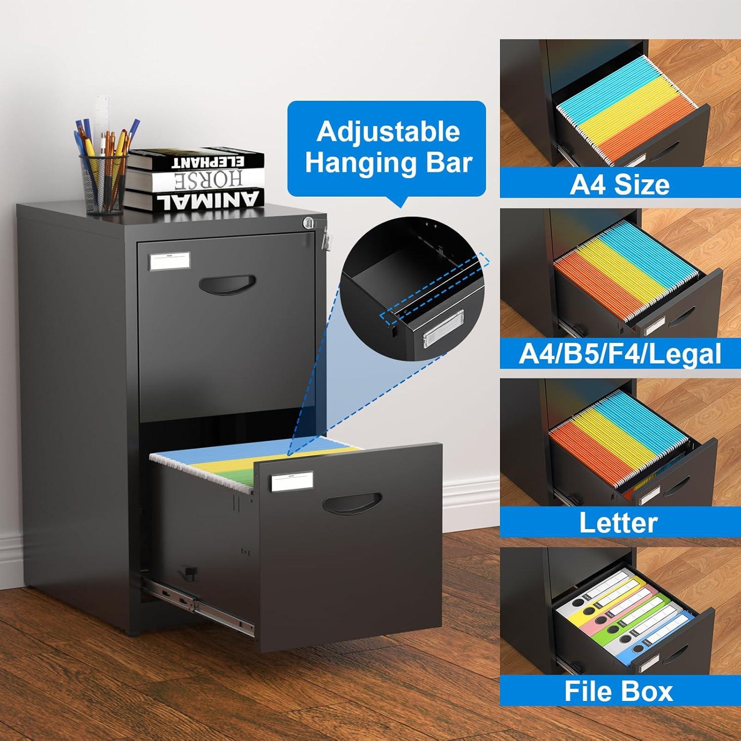 Inbox Zero 2 Drawer File Cabinet With Lock Metal Vertical File Cabinet