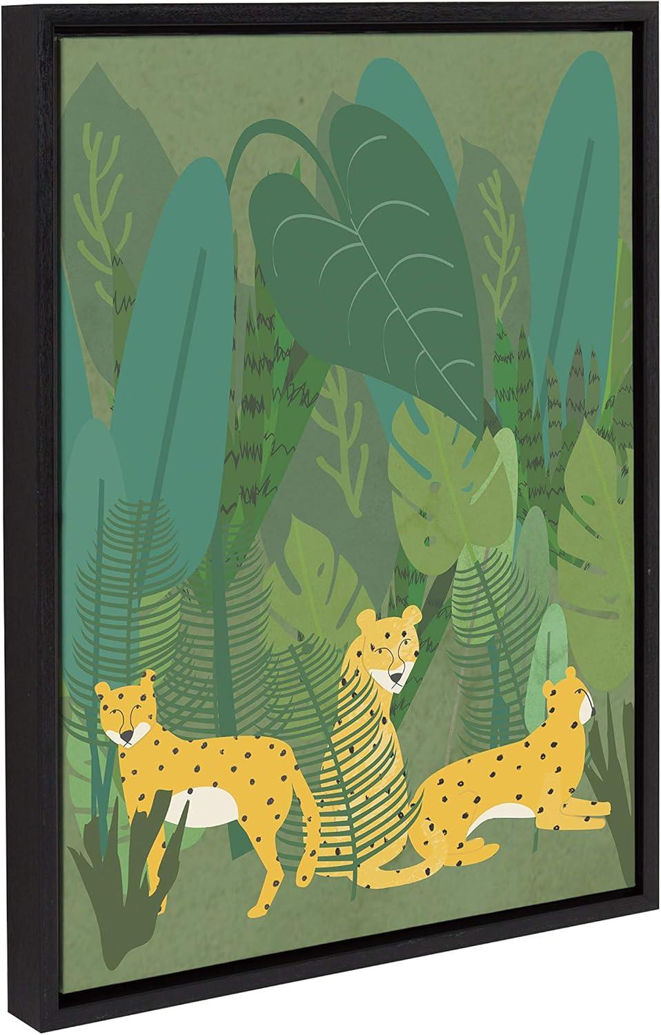 18" x 24" Sylvie Cheetahs in the Jungle Framed Canvas by Queenbe Monyei Black - Kate & Laurel All Things Decor