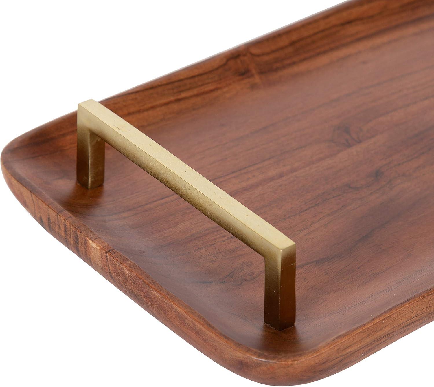 Kate and Laurel Cantwell Tray, 18x8, Walnut Brown