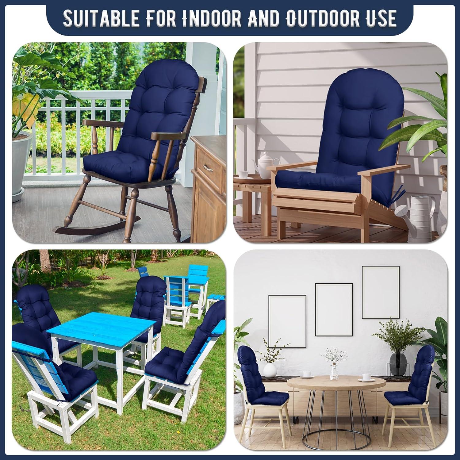 Crestlive Products Adirondack Style Patio Outdoor Chair Cushion for Adirondack Chair or Lounge Rocking Chair - See picture 2-Piece Set, Navy Blue