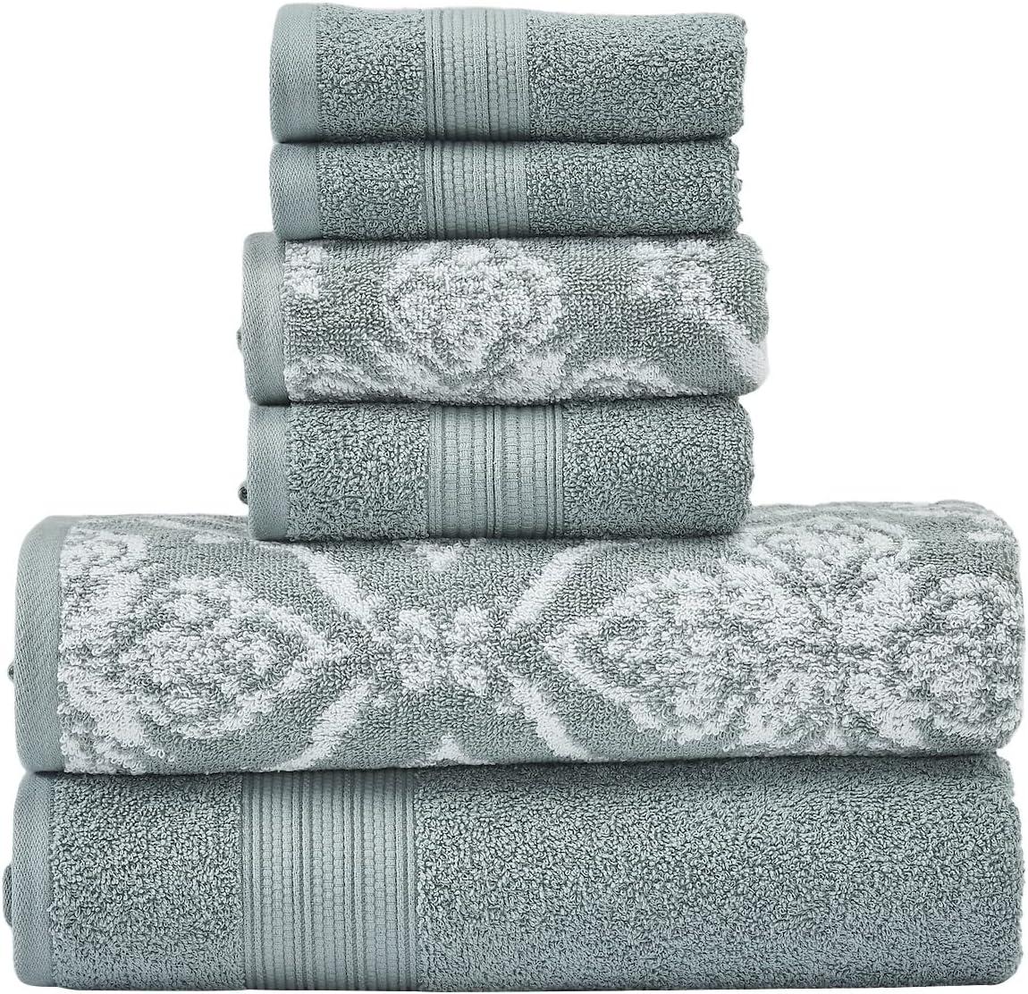 Modern Threads Amaris 6-Piece Reversible Yarn Dyed Jacquard Towel Set - Bath Towels, Hand Towels, & Washcloths - Super Absorbent & Quick Dry