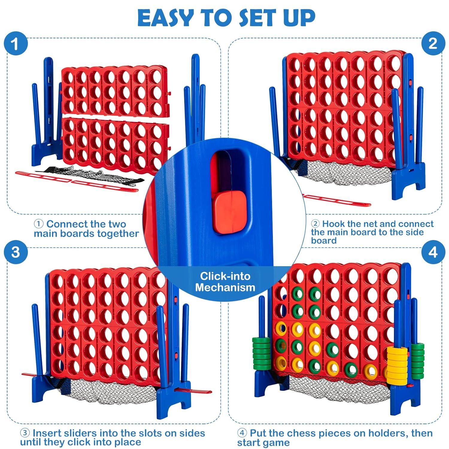 Costway 4-to-Score Giant Game Set 4-in-a-Row Connect Game W/Net Storage for Kids & Adult