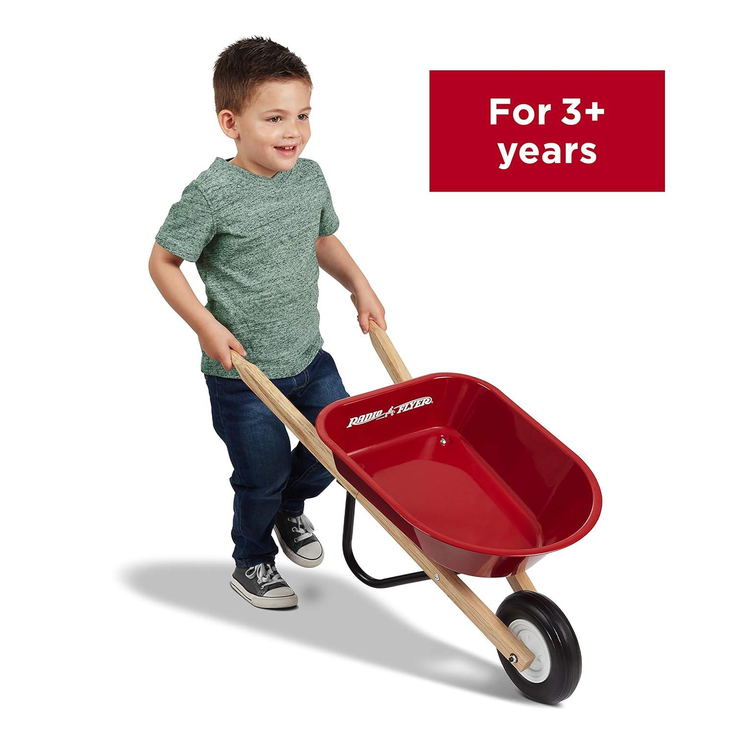 Wagon for Kids, Rolling Cart, Garden Cart on Wheels, Baby Wagon, Radio Flyer Kid's Wheelbarrow, Red, for Ages 3+ Years