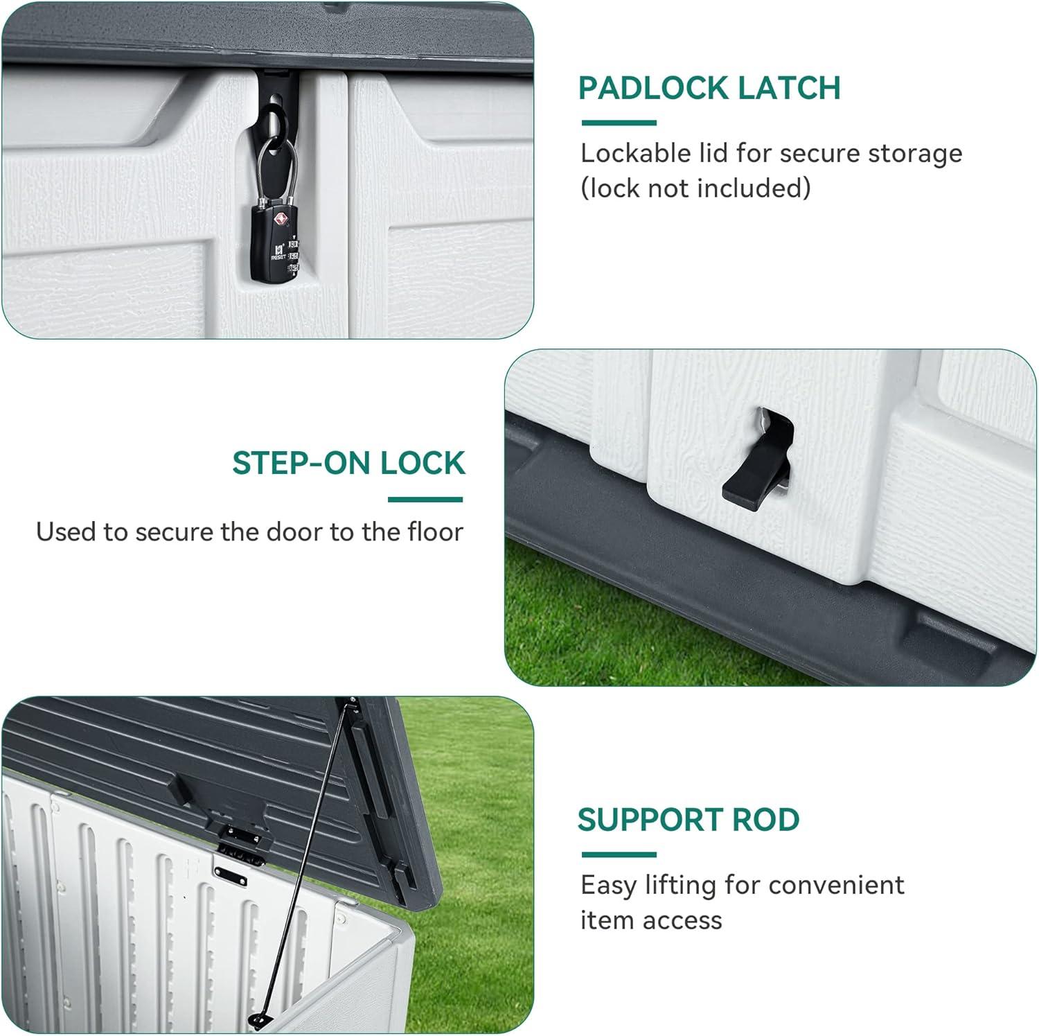 Light Gray Resin Waterproof Outdoor Storage Shed