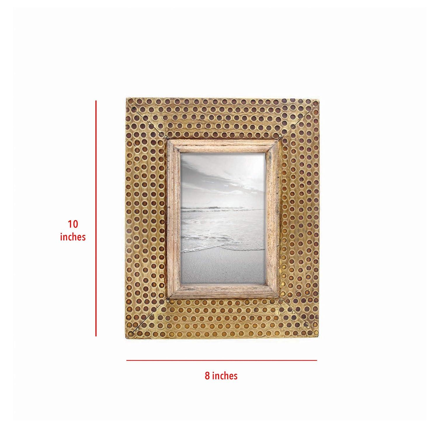 4 x 6 inch Decorative Distressed Hammered Brass Metal Picture Frame - Foreside Home & Garden