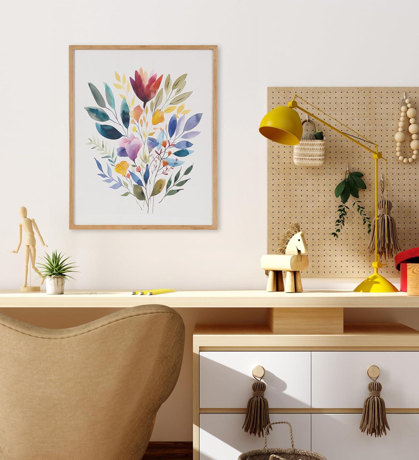 Kate & Laurel All Things Decor 16"x20" Gallery Jewel Tone Botanical Watercolor Bouquet Print by The Creative Bunch Studio Natural