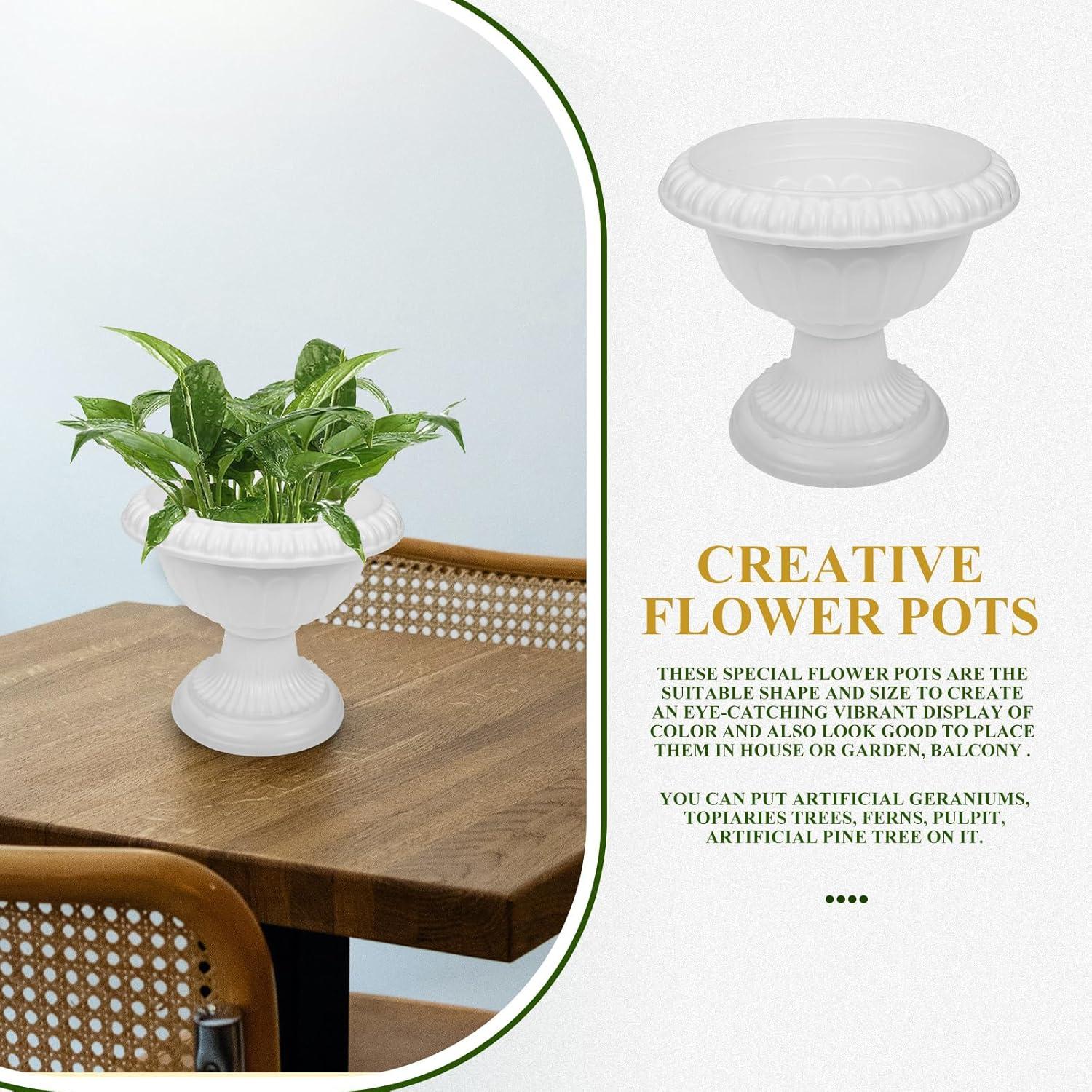 unbranded 4 pcs Wedding Flower Trumpet Vase Tall Flower Stand Elegant Road Front Door Flowerpots Container for Balcony Flower Arrangement White