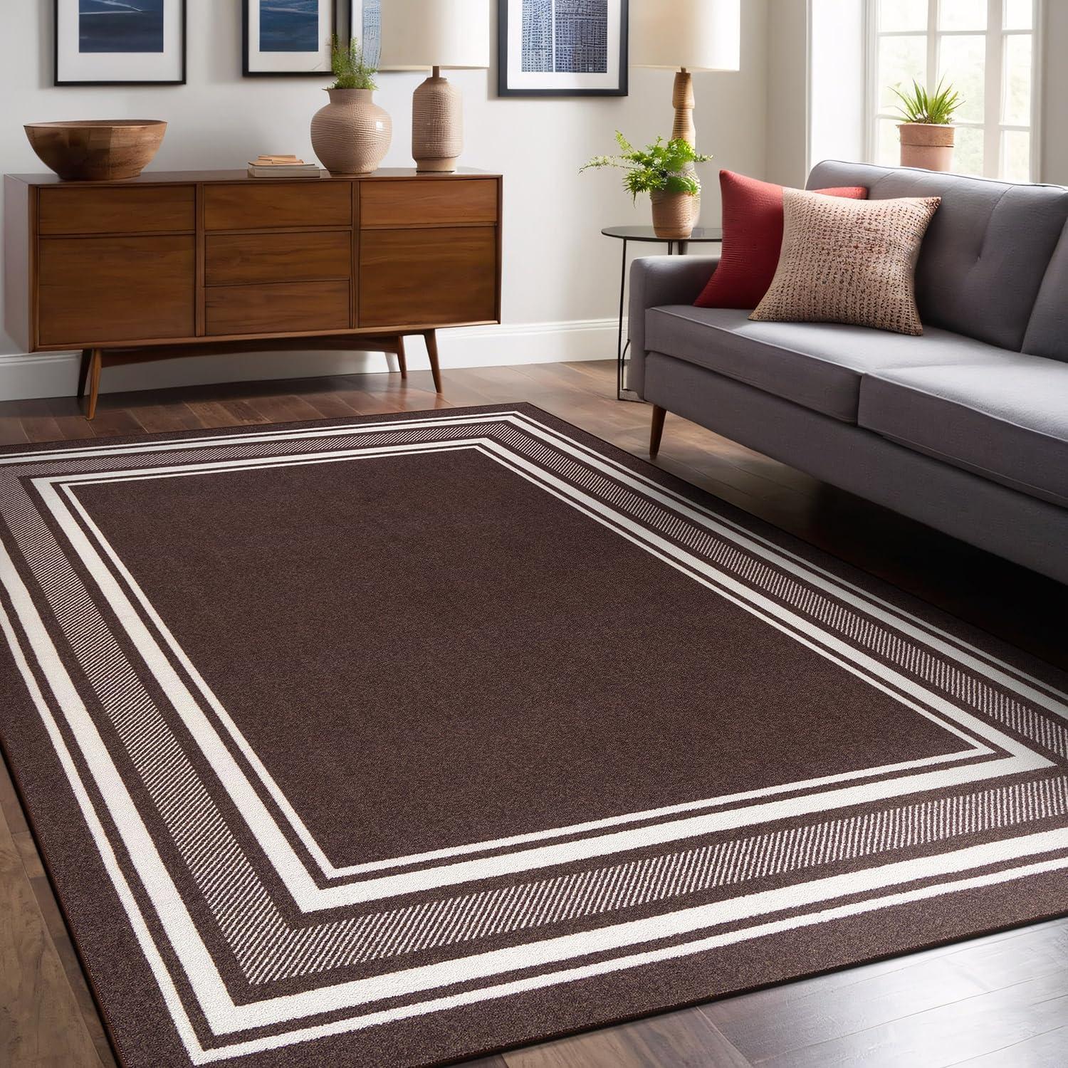 Quiogue Brown Non-Slip Area Rug