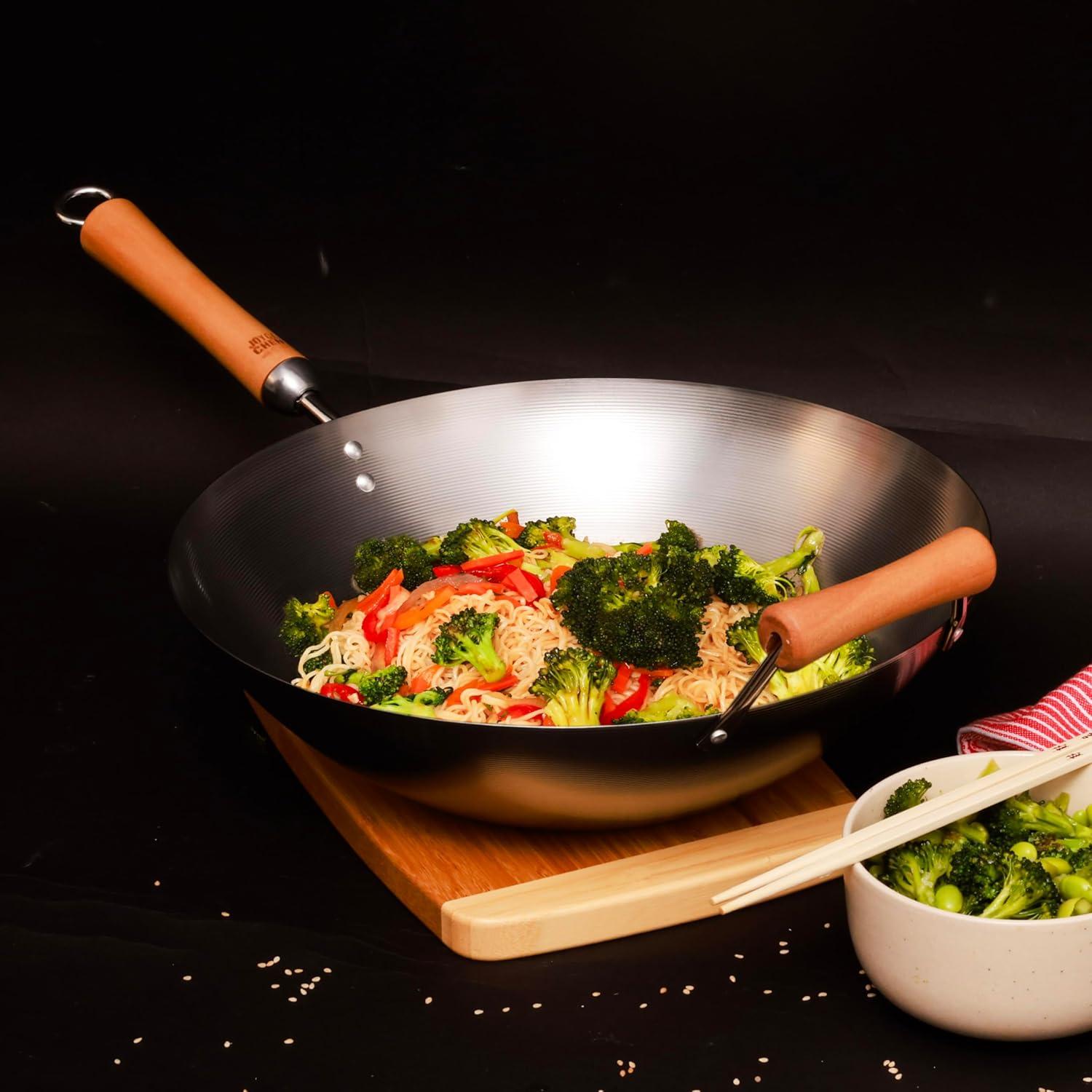 14-Inch Carbon Steel Wok with Birch Handles