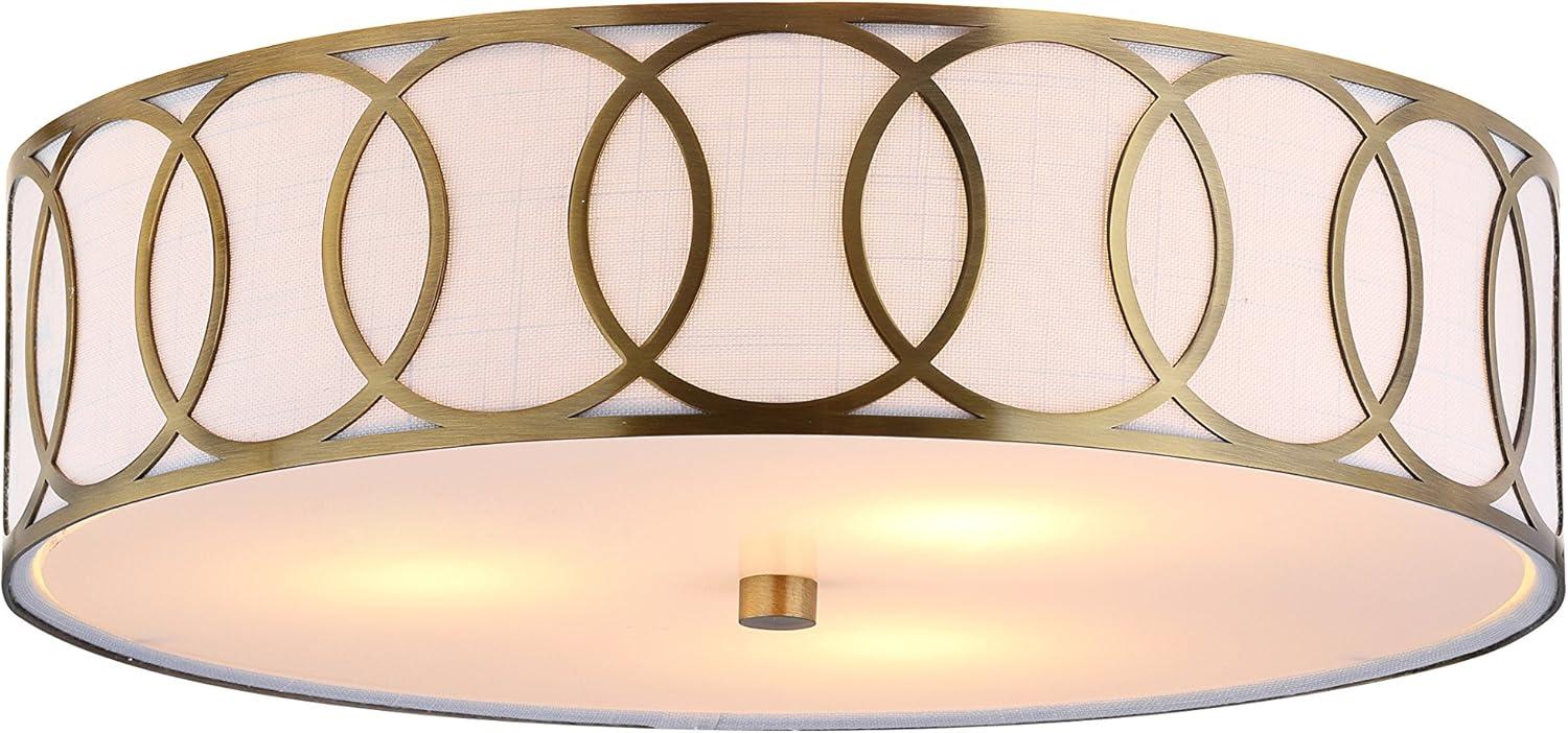 Aubrey 3-Light 15.5" Metal LED Flush Mount, Brass