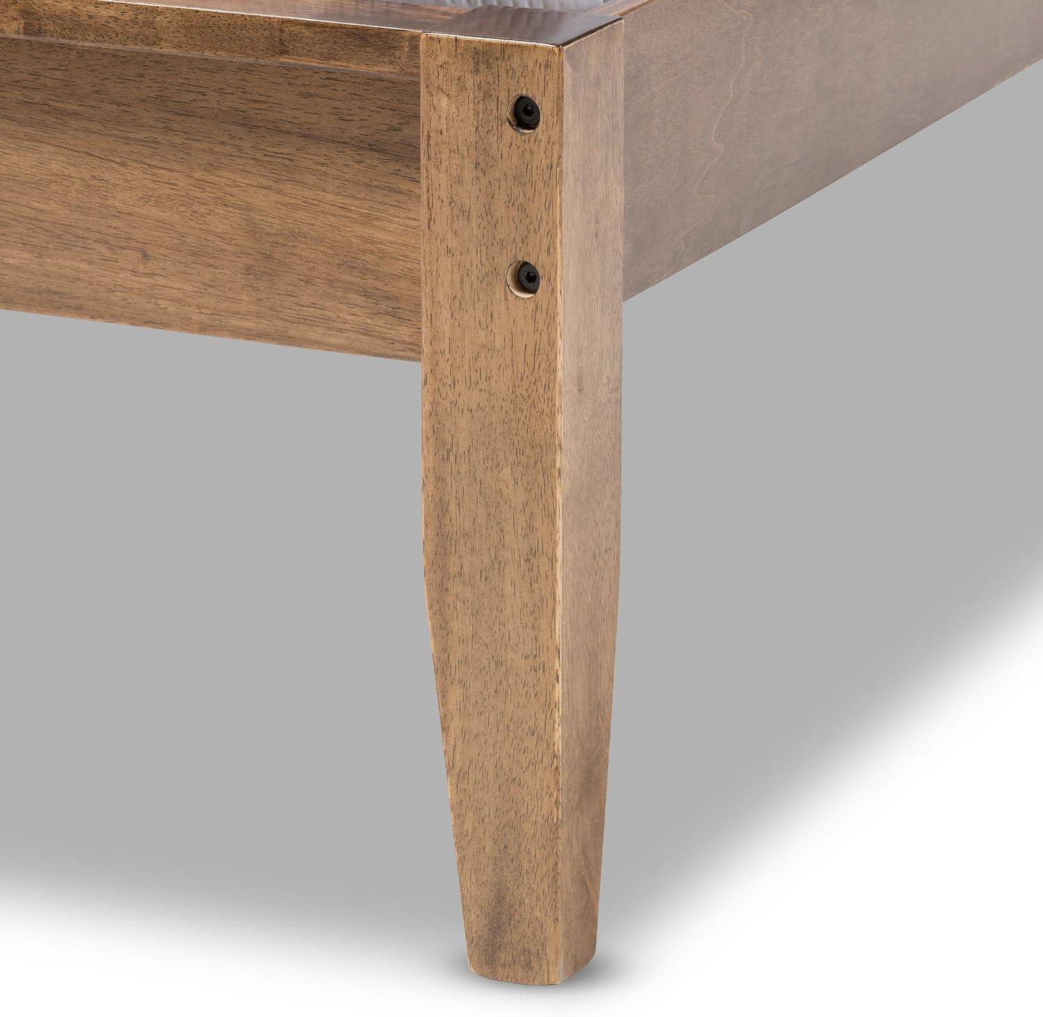 Baxton Studio King Alke Fabric Upholstered Platform Bed Light Gray/Walnut: Wooden Slats