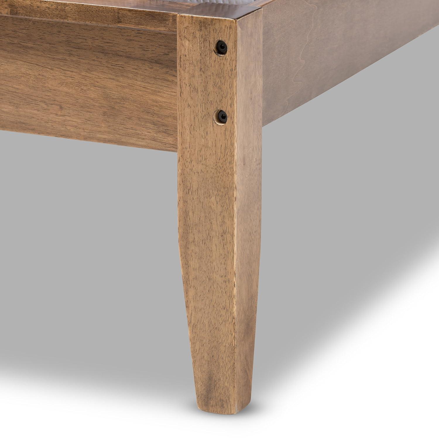 Baxton Studio King Alke Fabric Upholstered Platform Bed Light Gray/Walnut: Wooden Slats