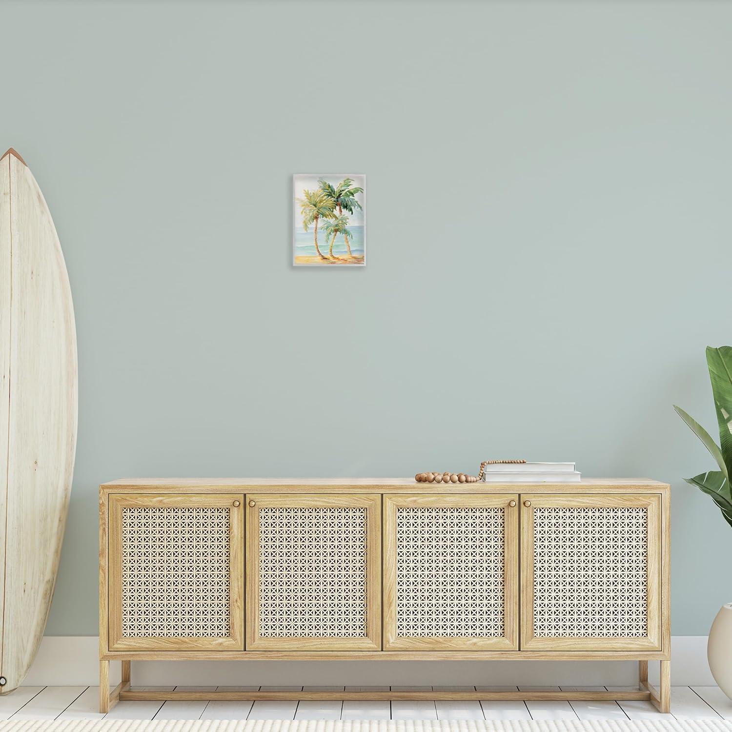 Stupell Industries Tropical Palm Trees on Sand Framed Giclee Art, Gray, 11" x 14"