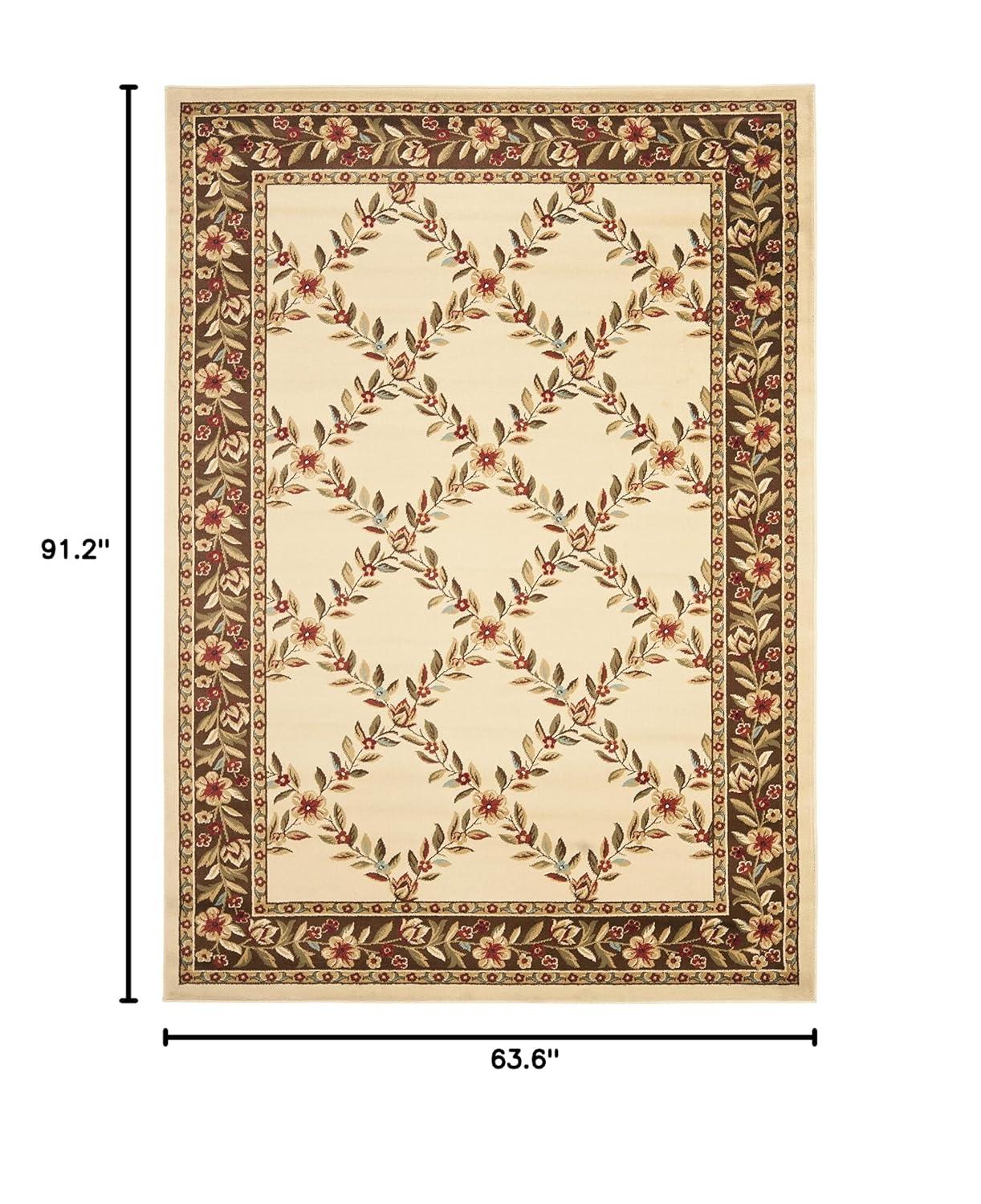Lyndhurst LNH557 Power Loomed Area Rug - Ivory/Brown - 5'3"x7'6" - Safavieh