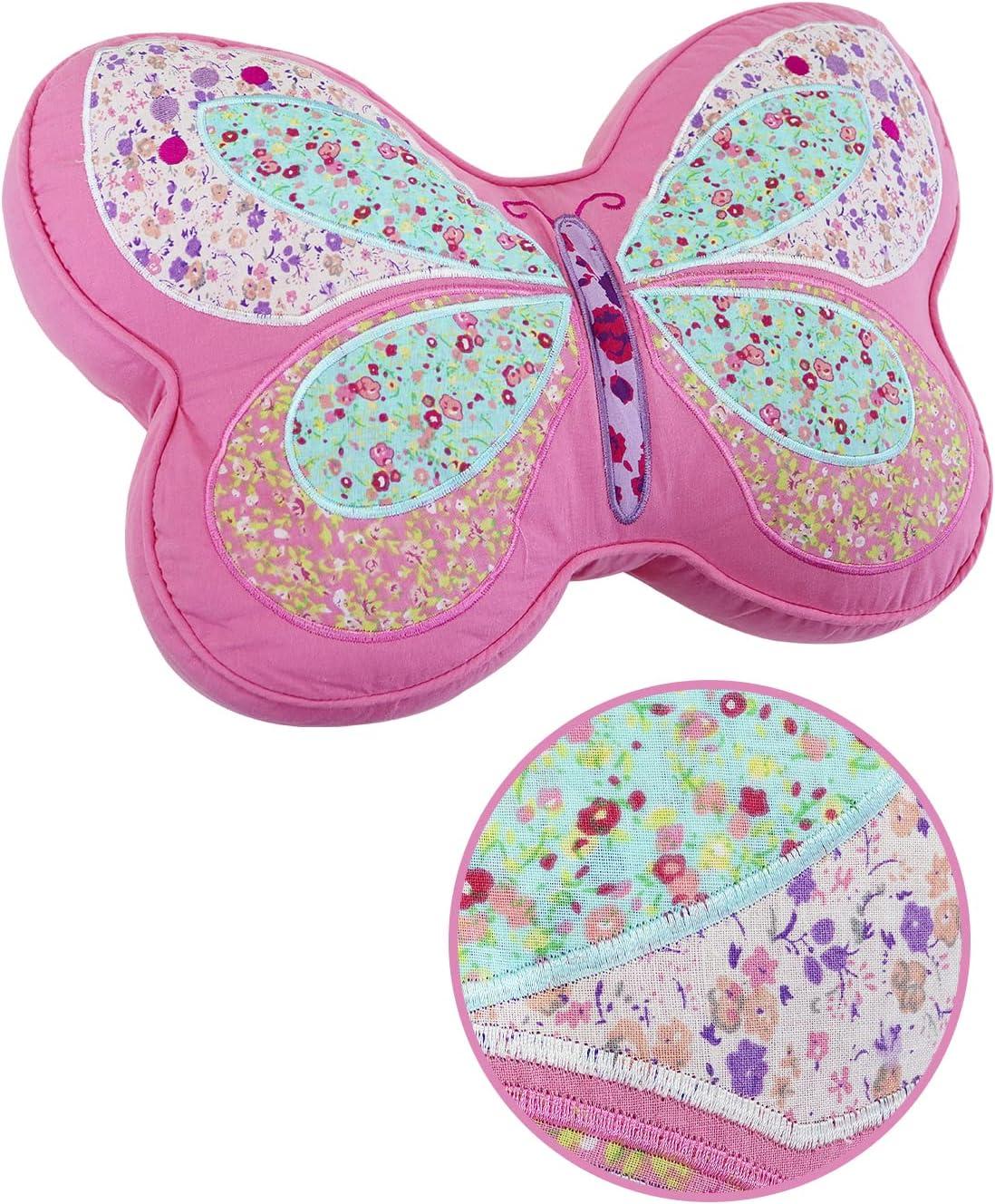 Brandream Kids Pillows Girls Butterfly Shaped Pillow Quilted Throw Pillow for Bed Couch Pink Sweet