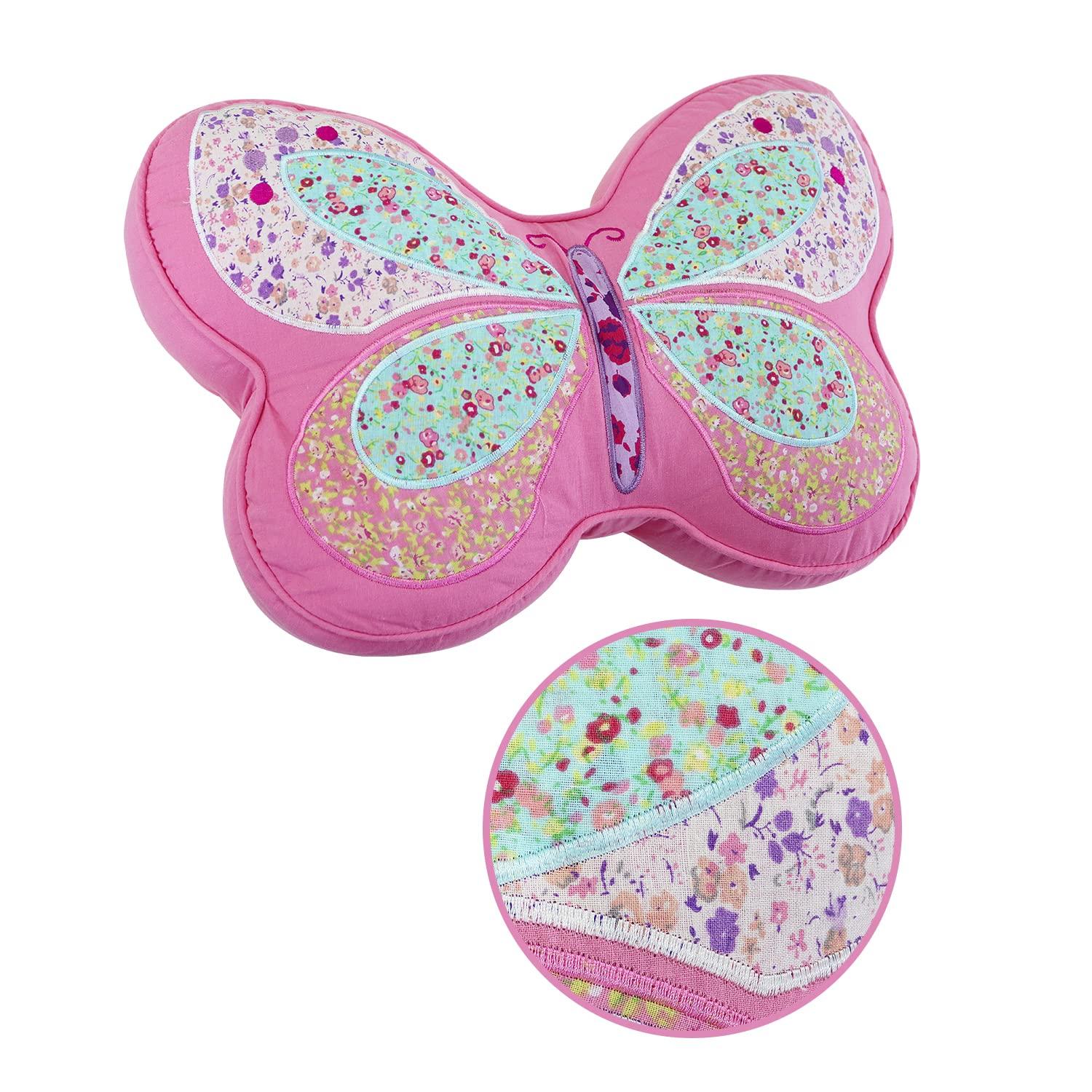 Brandream Kids Pillows Girls Butterfly Shaped Pillow Quilted Throw Pillow for Bed Couch Pink Sweet