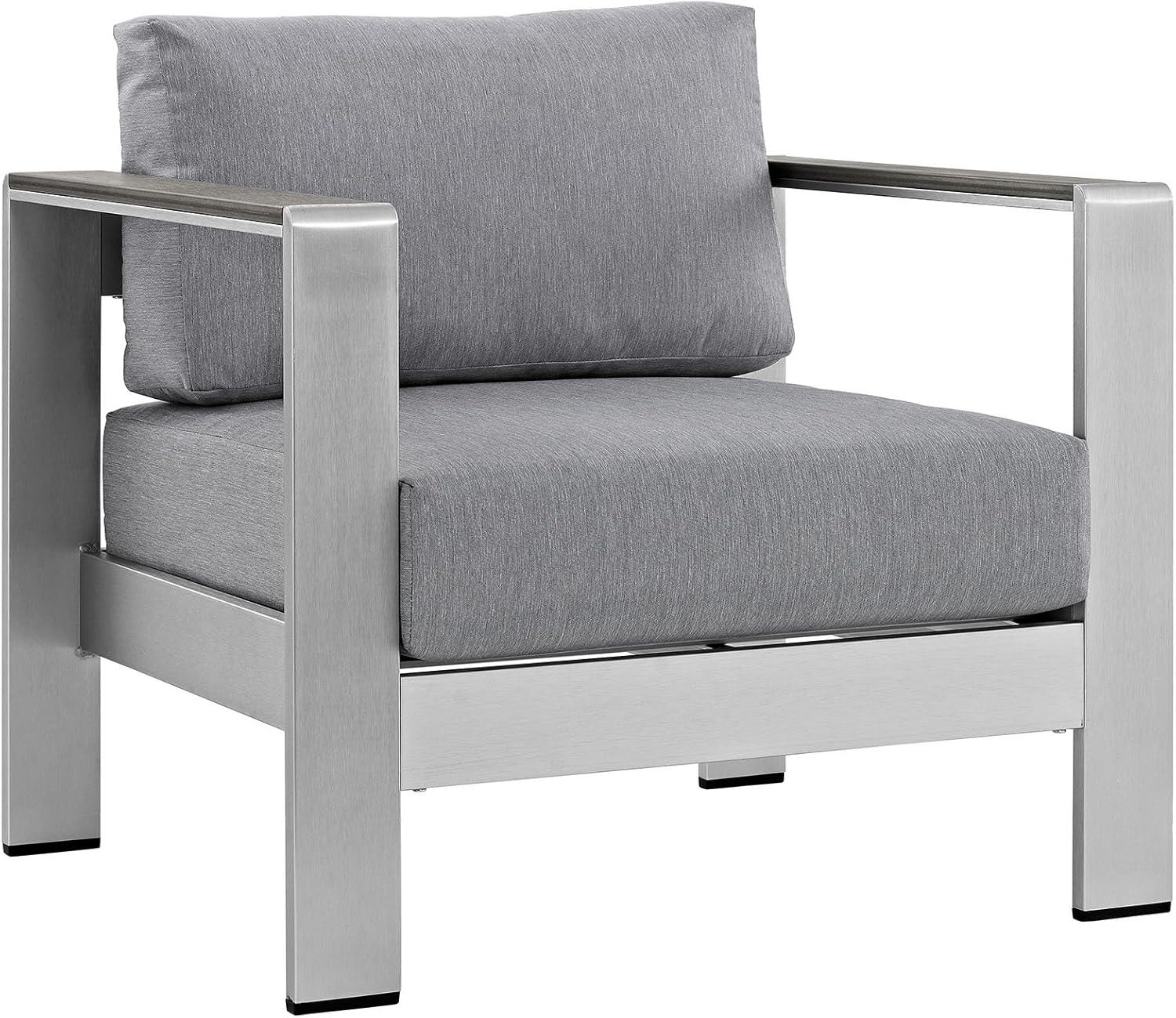 Silver Gray Shore Outdoor Patio Aluminum Armchair