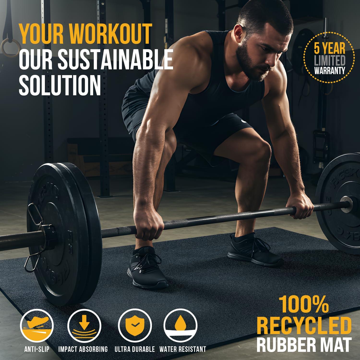 3 ft. x 4 ft. x 0.196 in. Black Rubber Fitness Utility Mat (12 sq. ft.)