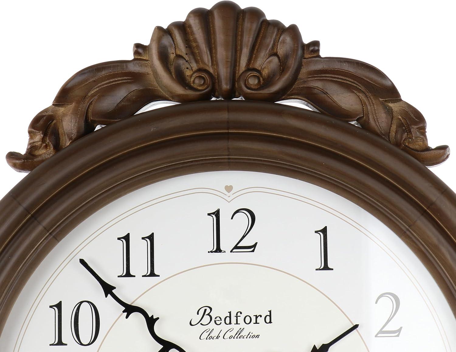 Bedford Clock Collection Chestnut Chiming Pendulum Wall Clock